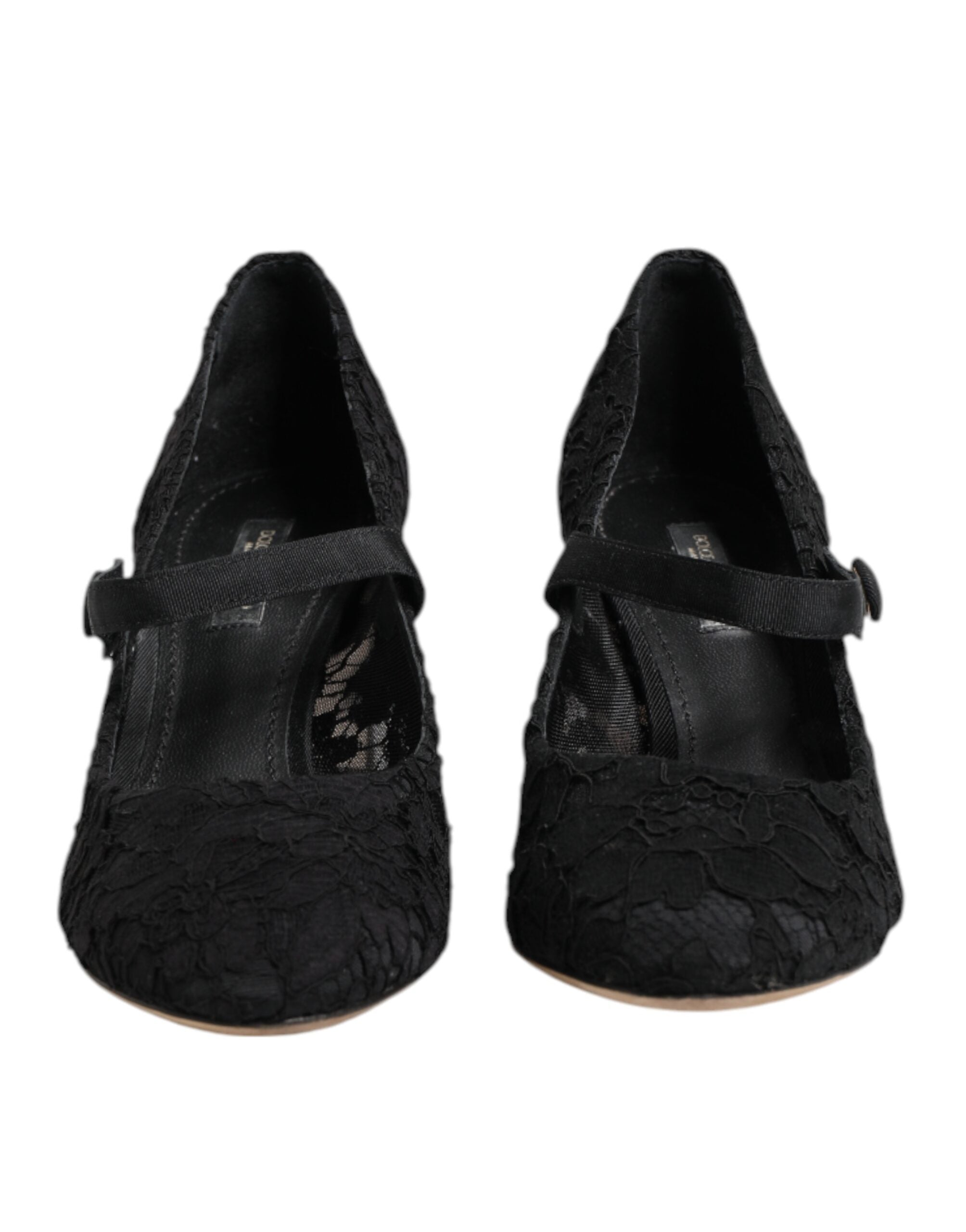 Dolce & Gabbana Black Mary Jane Taormina Lace Pumps Shoes