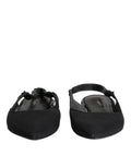 Dolce & Gabbana Black Crystal Charmeuse Slingback Shoes