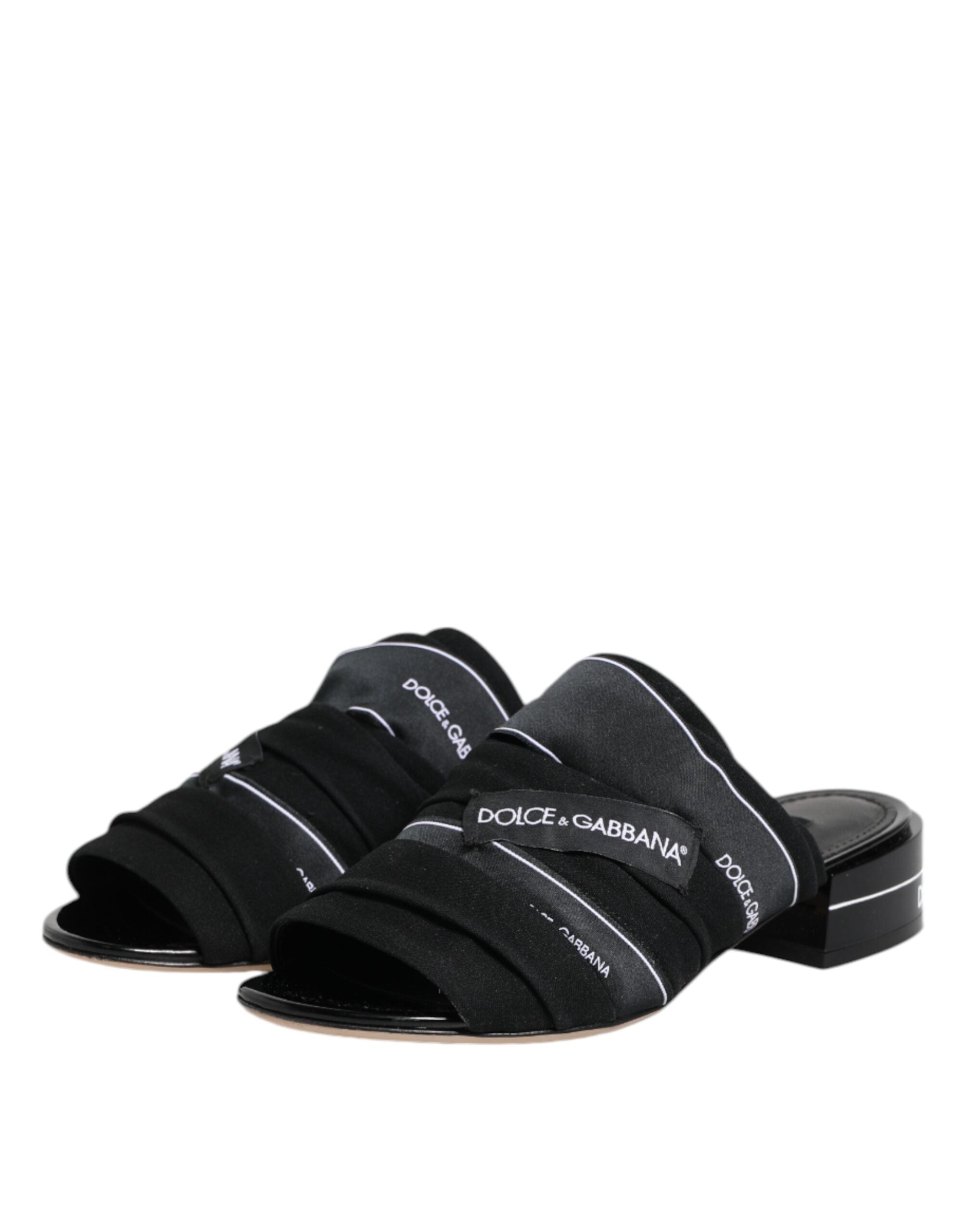 Dolce & Gabbana Black Slides Slip On Sandals Shoes