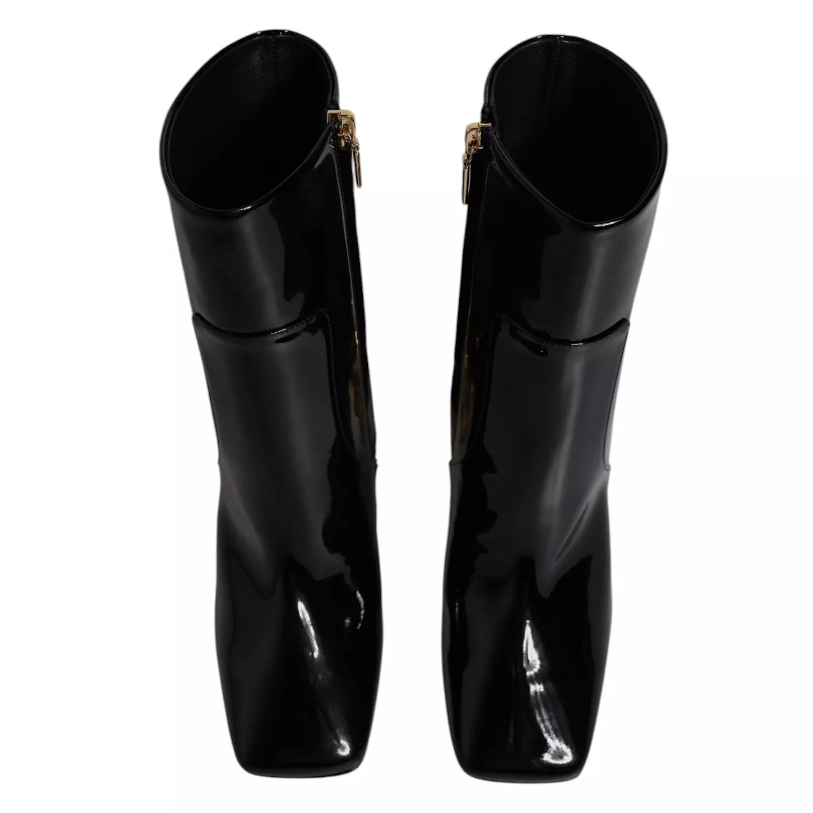 Dolce & Gabbana Black Jackie Leather Mid Calf Boots Shoes