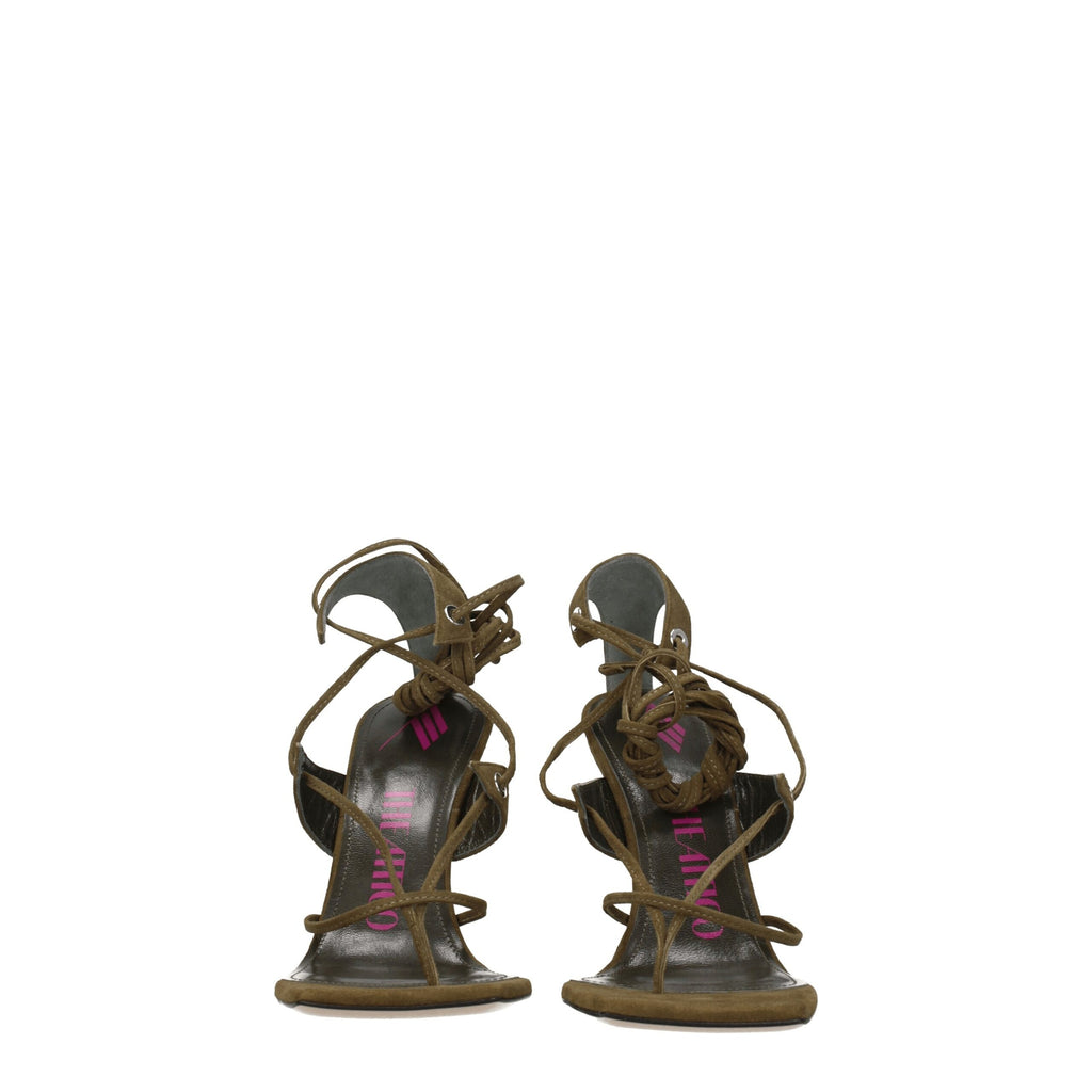 The Attico Green Leather Flip-Flop Sandal