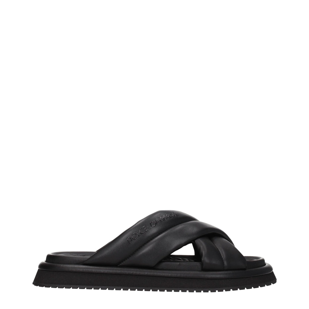 Dolce & Gabbana Black Leather Slipper