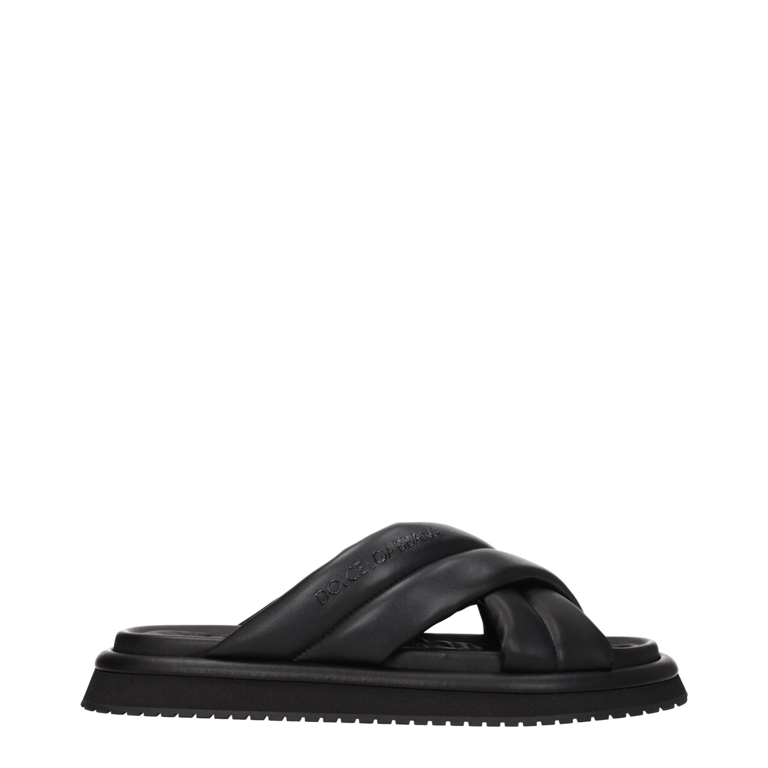 Dolce & Gabbana Black Leather Slipper
