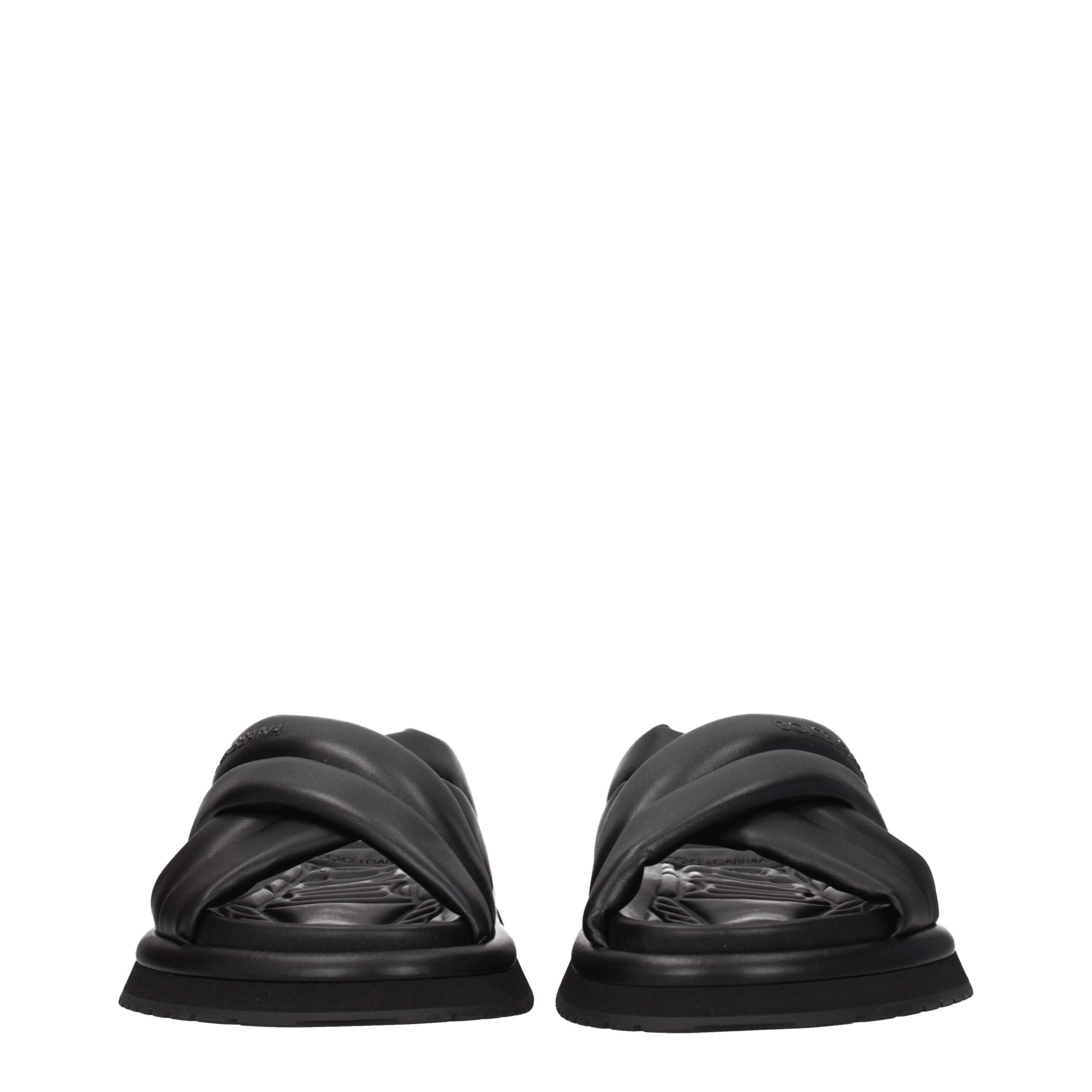Dolce & Gabbana Black Leather Slipper