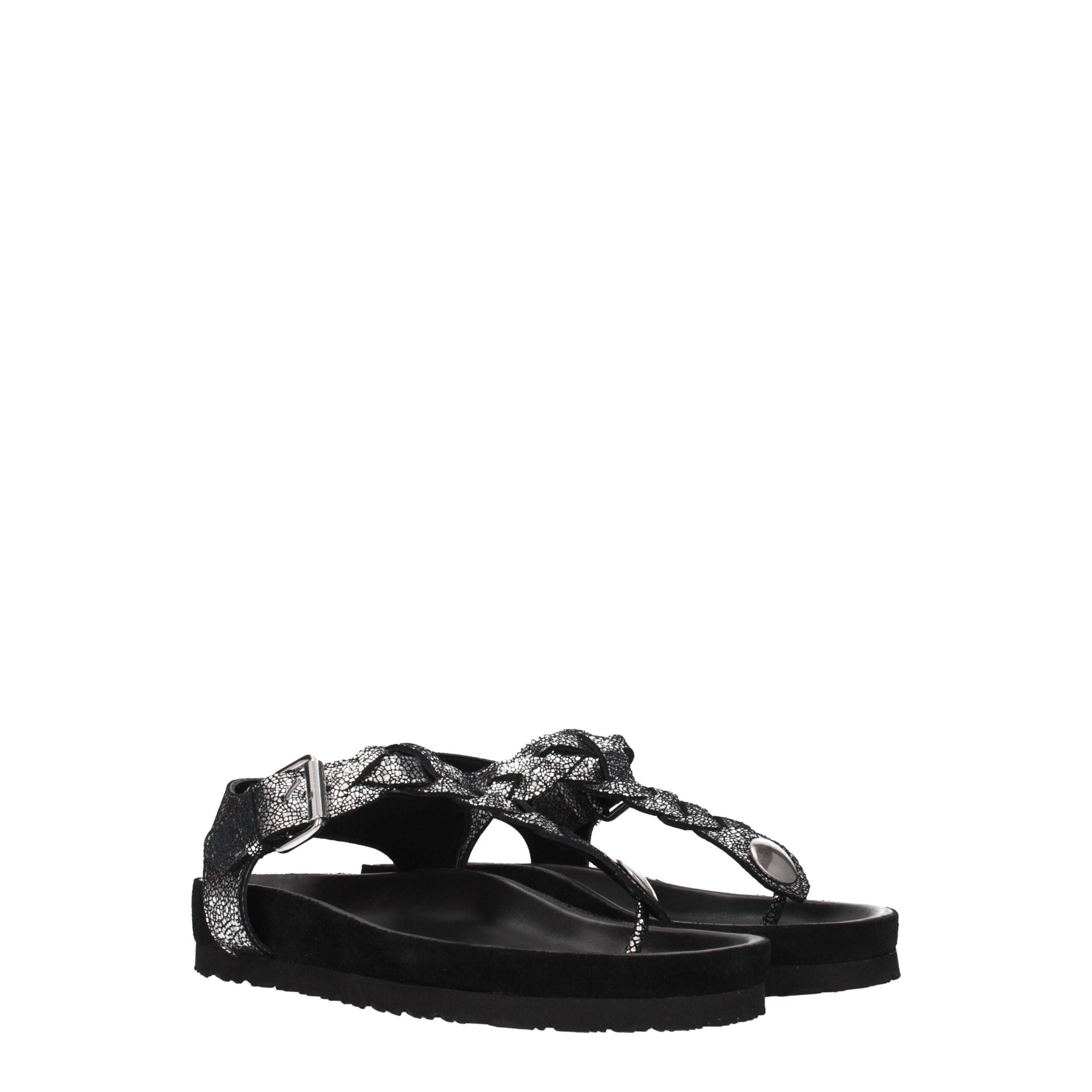Isabel Marant Black Leather Flip-Flop Sandal