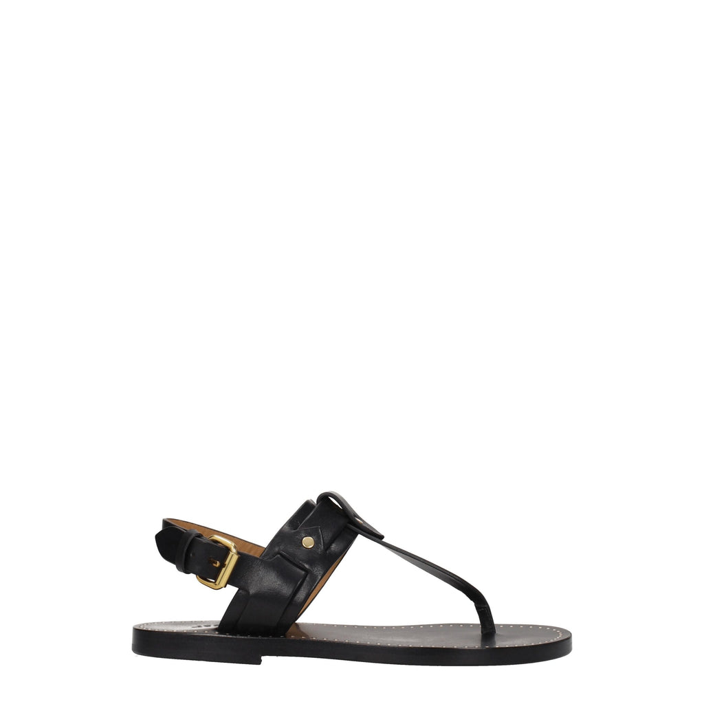 Isabel Marant Black Leather Flip-Flop Sandal