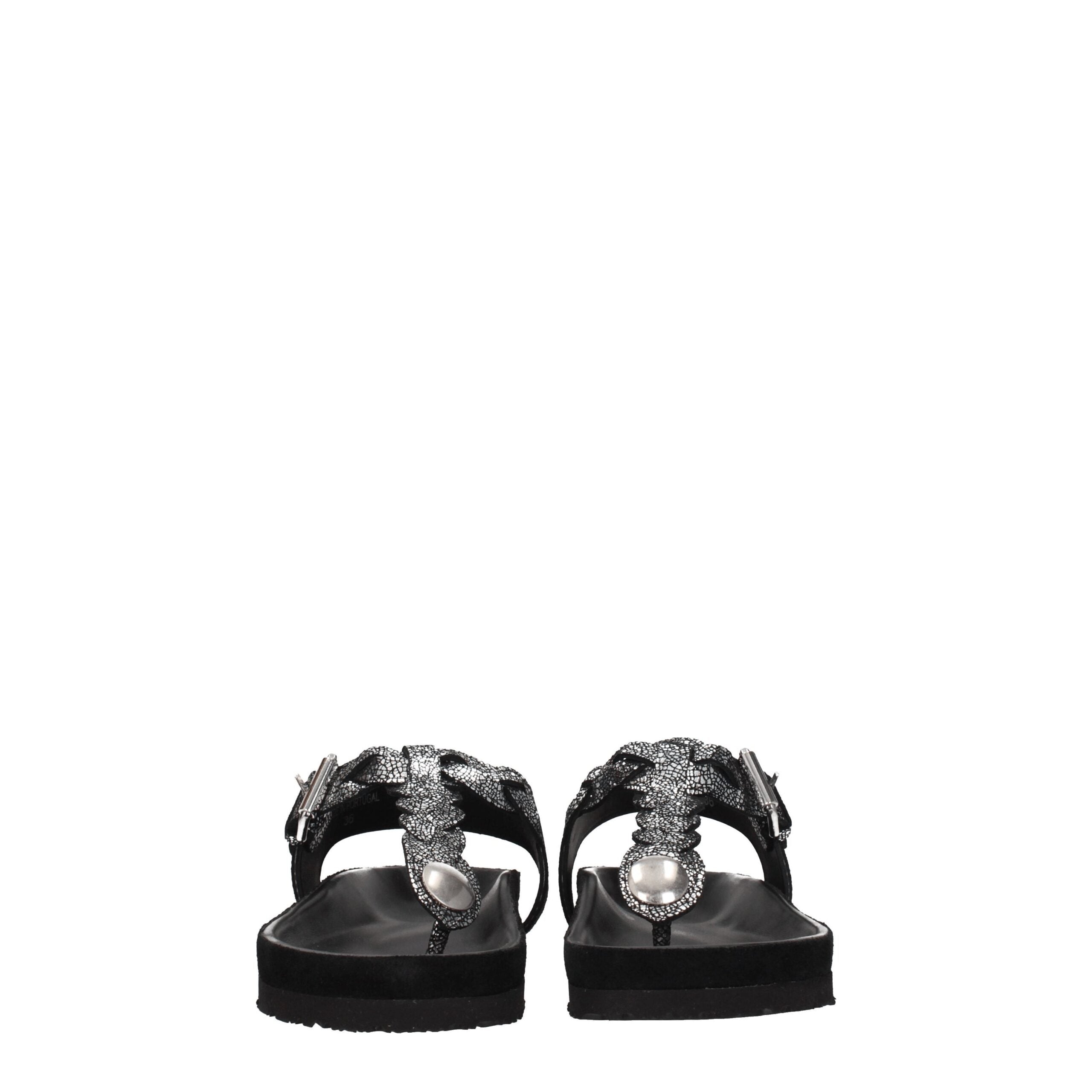 Isabel Marant Black Leather Flip-Flop Sandal