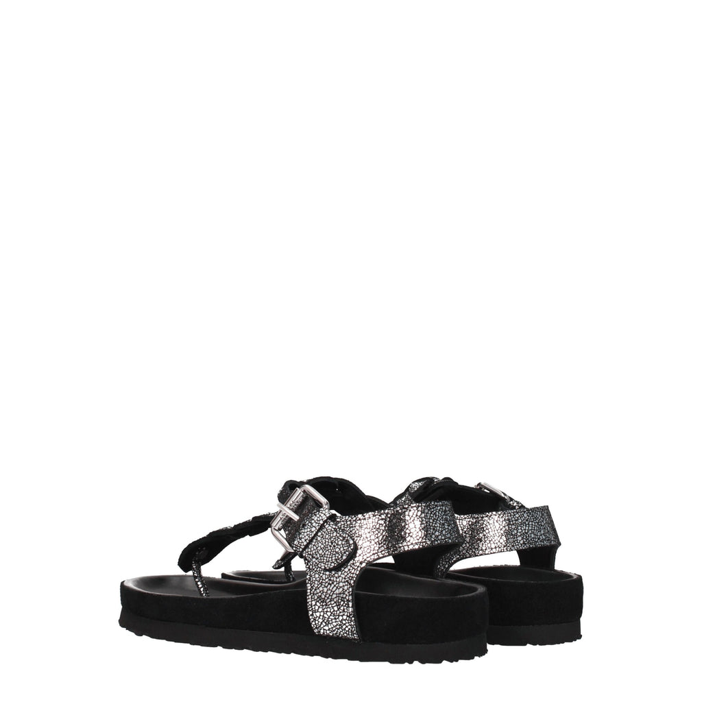 Isabel Marant Black Leather Flip-Flop Sandal