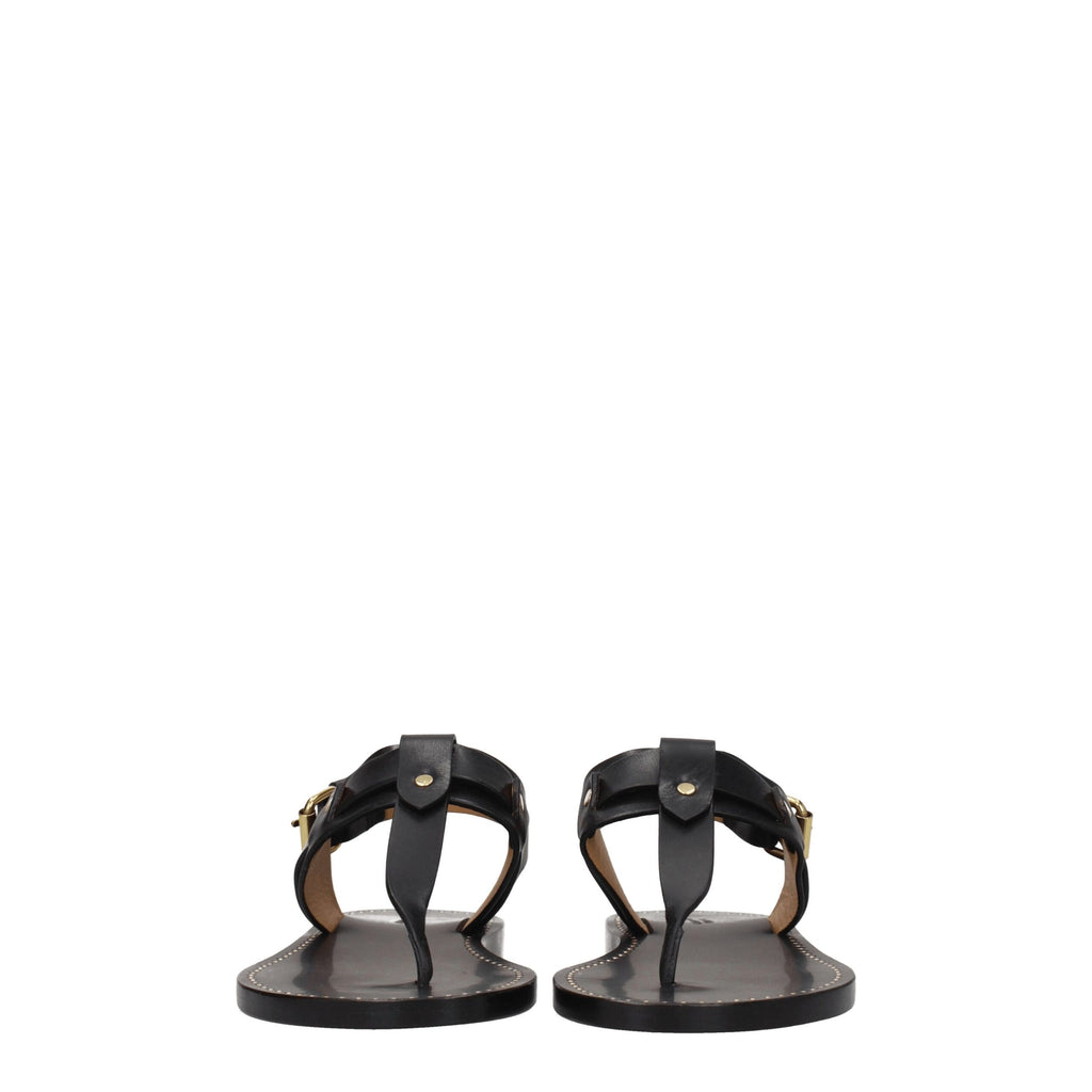 Isabel Marant Black Leather Flip-Flop Sandal