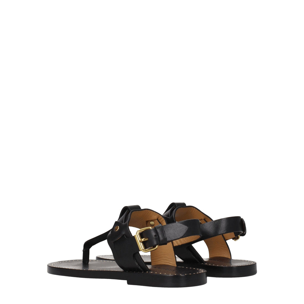 Isabel Marant Black Leather Flip-Flop Sandal