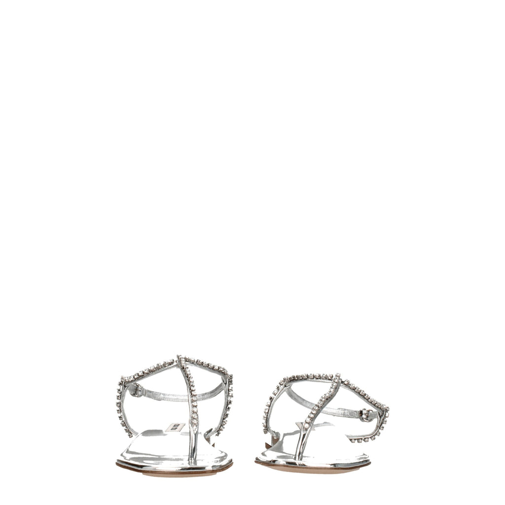 Miu Miu Gray Leather Flip-Flop Sandal