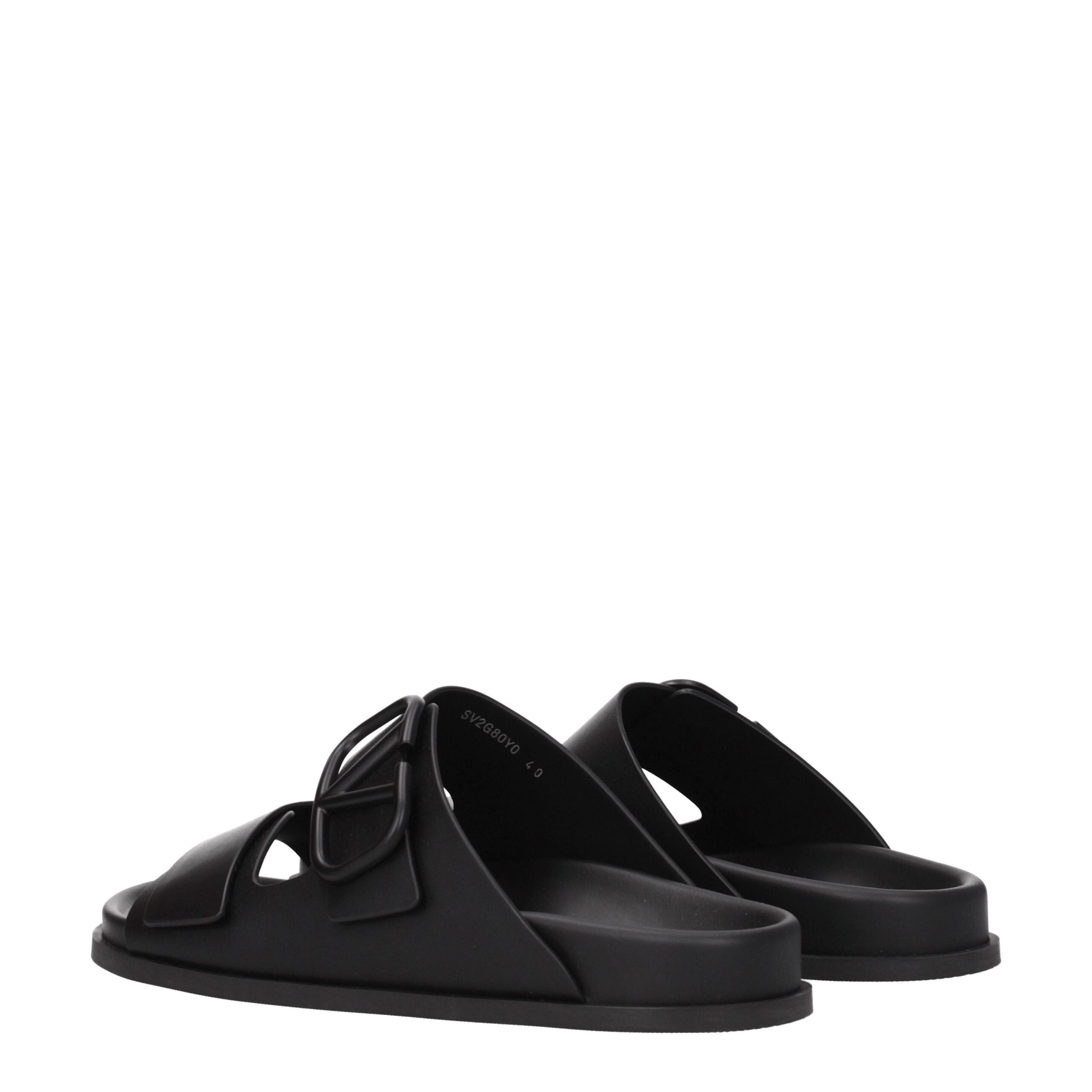 Valentino Garavani Black Leather Slipper