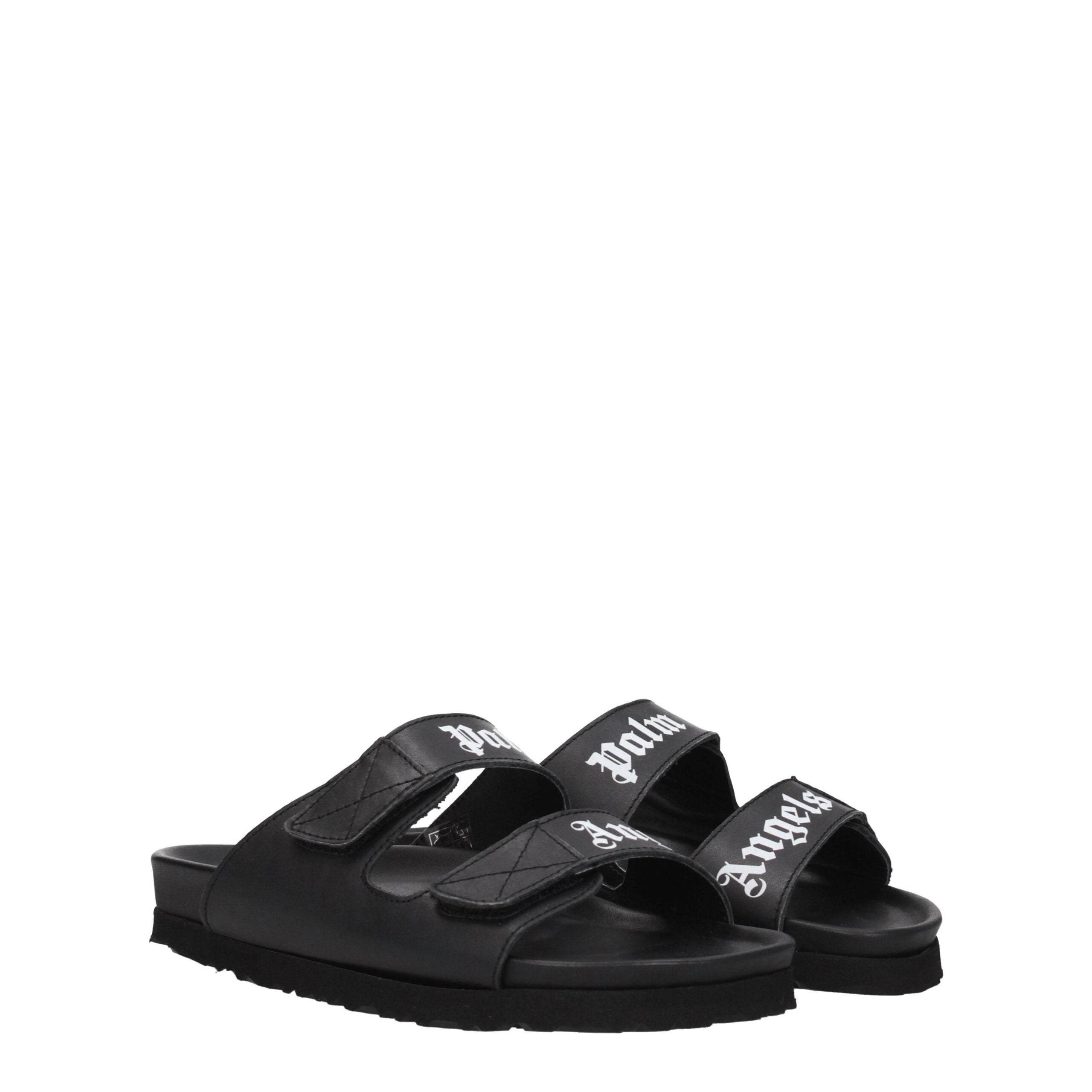 Palm Angels Black Leather Sandal