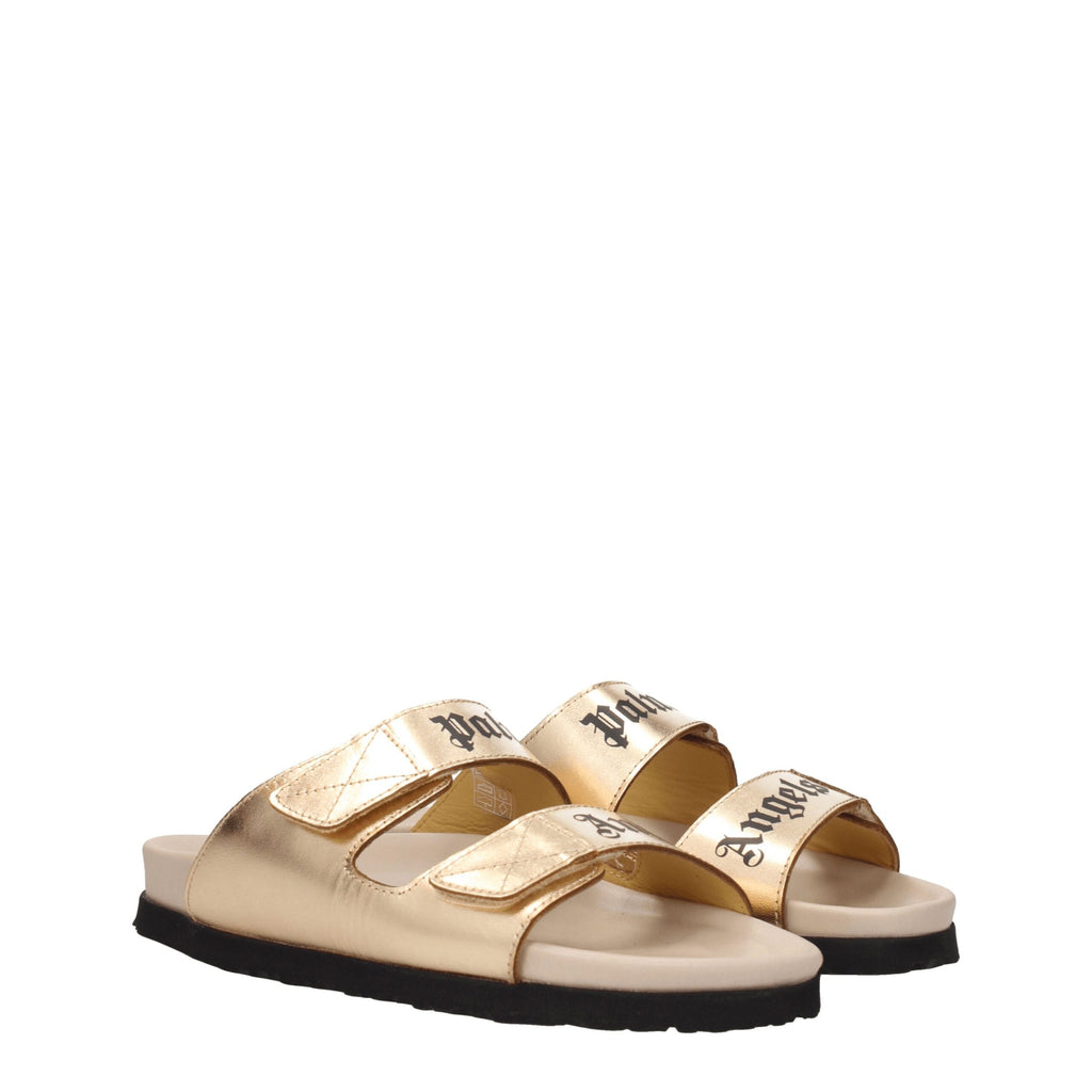 Palm Angels Gold Leather Slipper