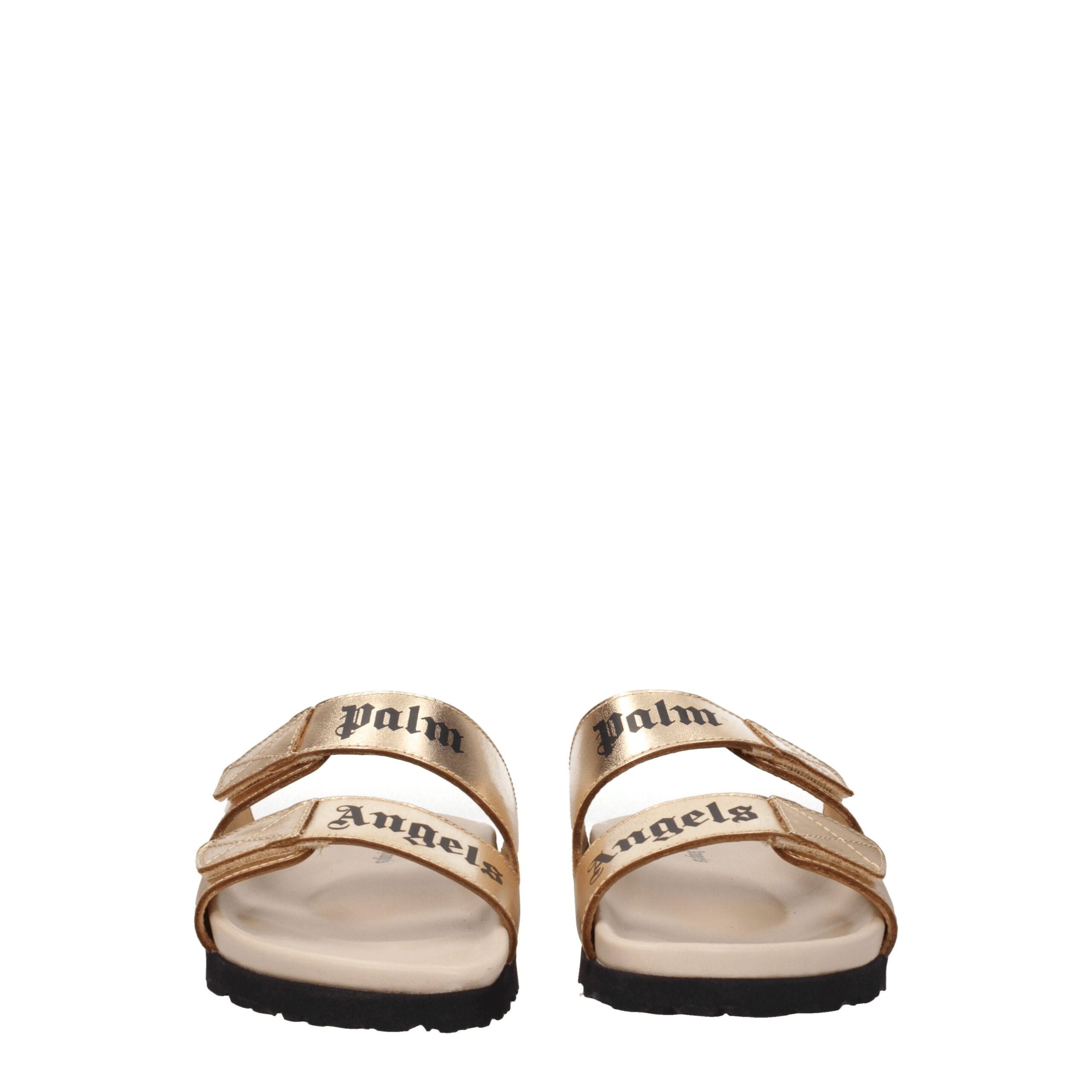 Palm Angels Gold Leather Slipper