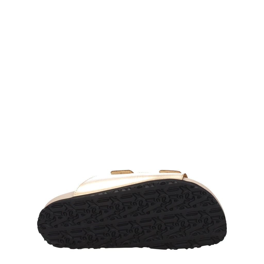 Palm Angels Gold Leather Slipper
