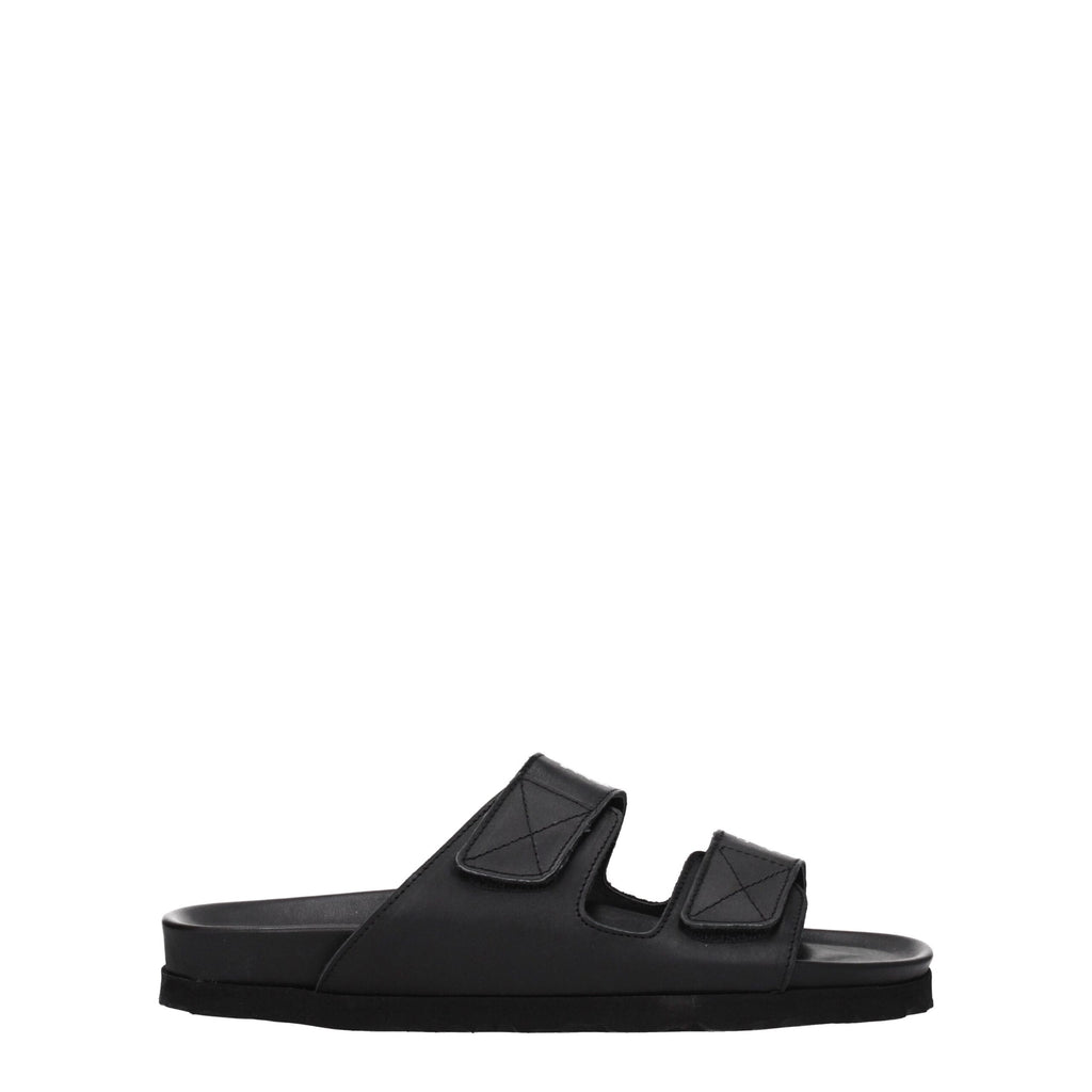 Palm Angels Black Leather Slipper