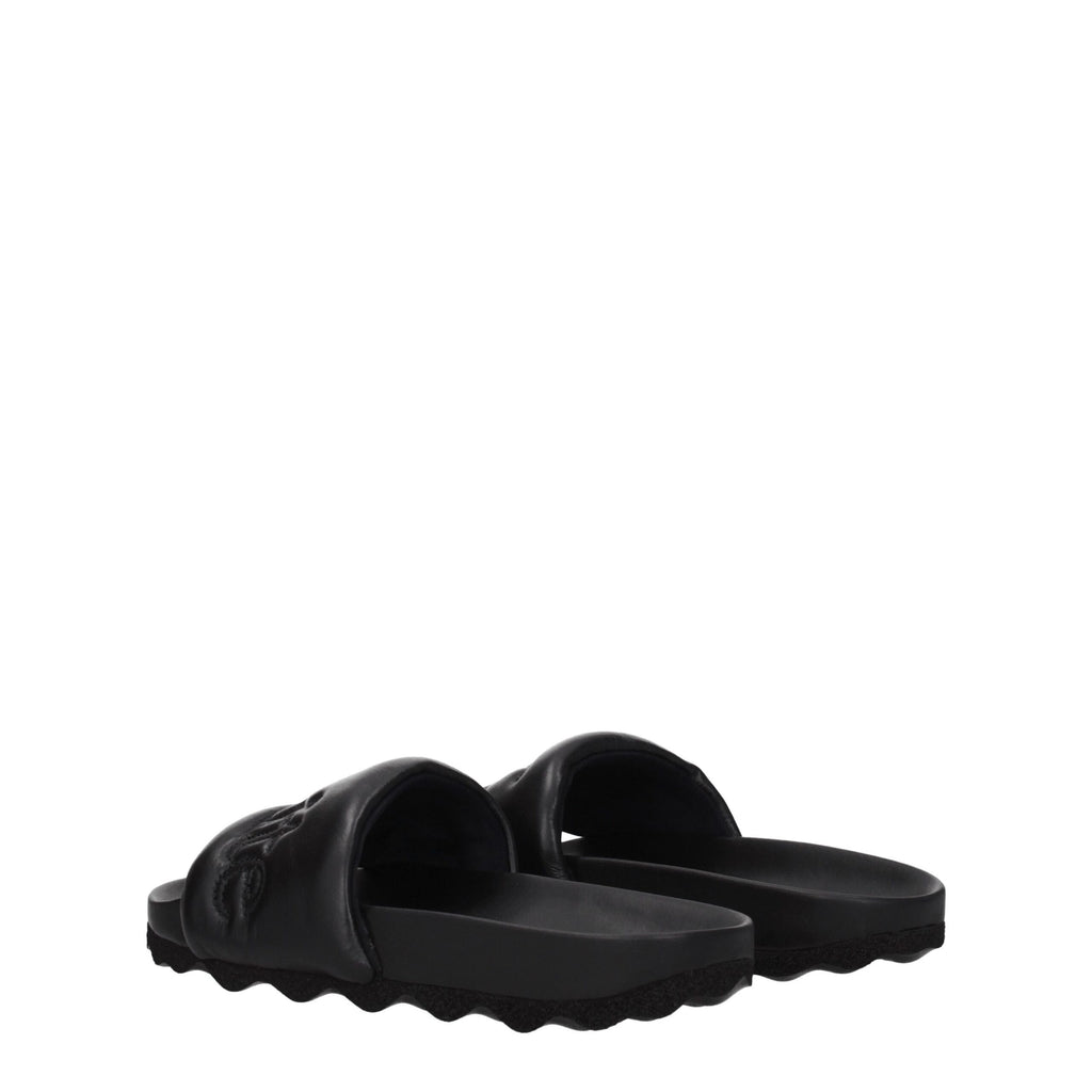 Off-White Black Leather Slipper