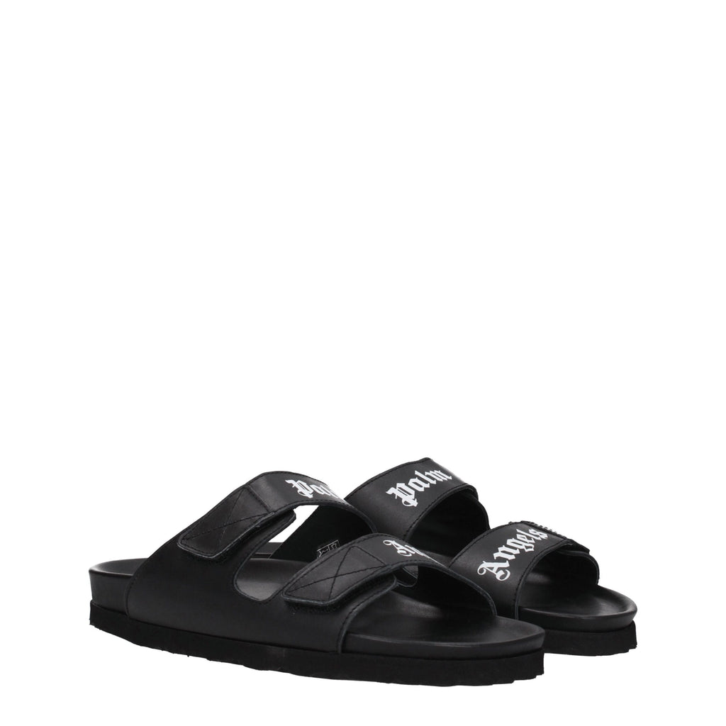 Palm Angels Black Leather Slipper