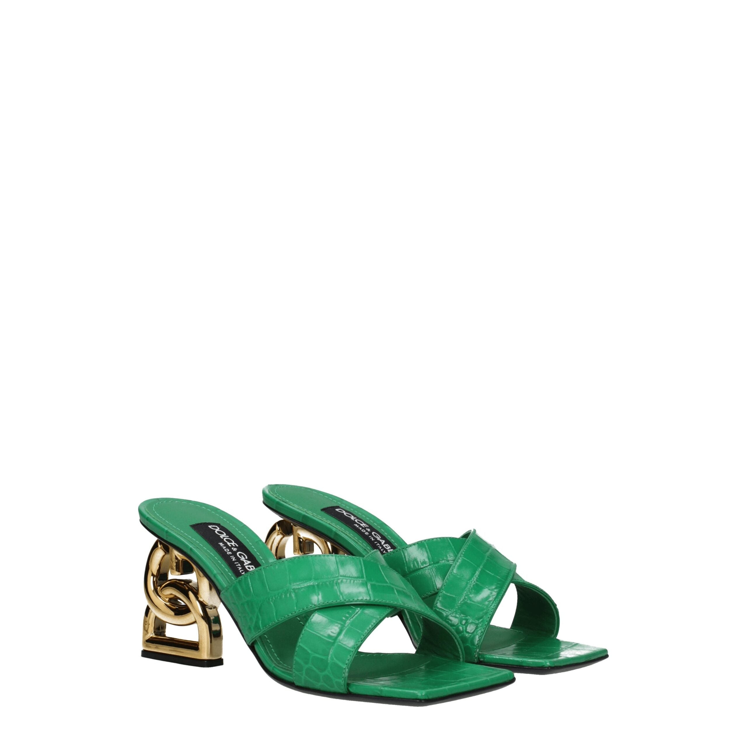 Dolce & Gabbana Green Leather Sandal
