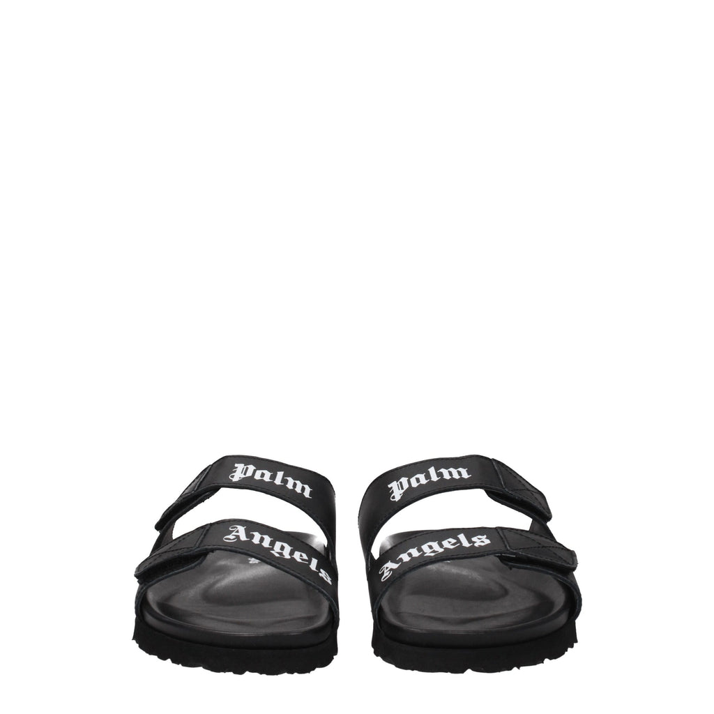 Palm Angels Black Leather Slipper
