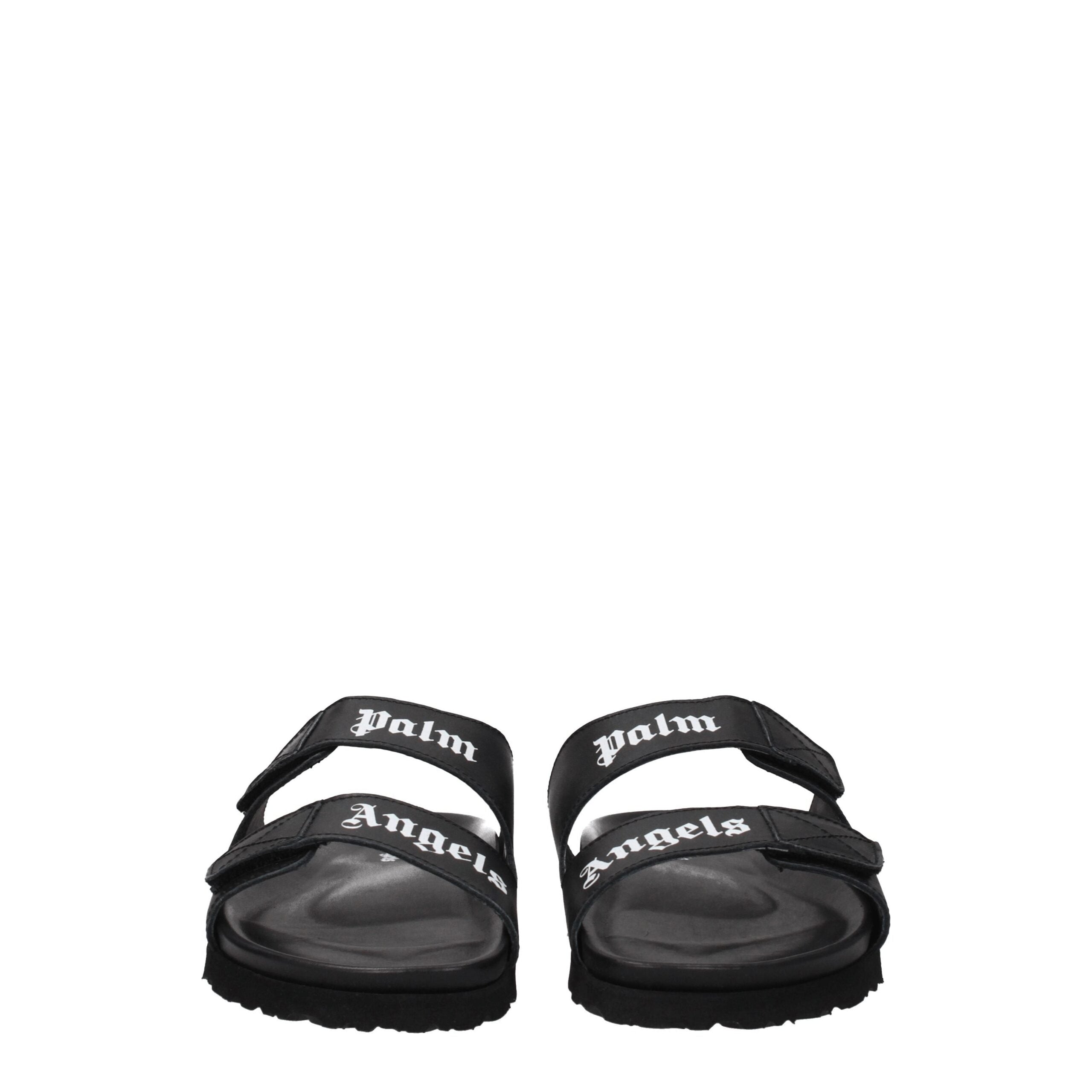 Palm Angels Black Leather Slipper