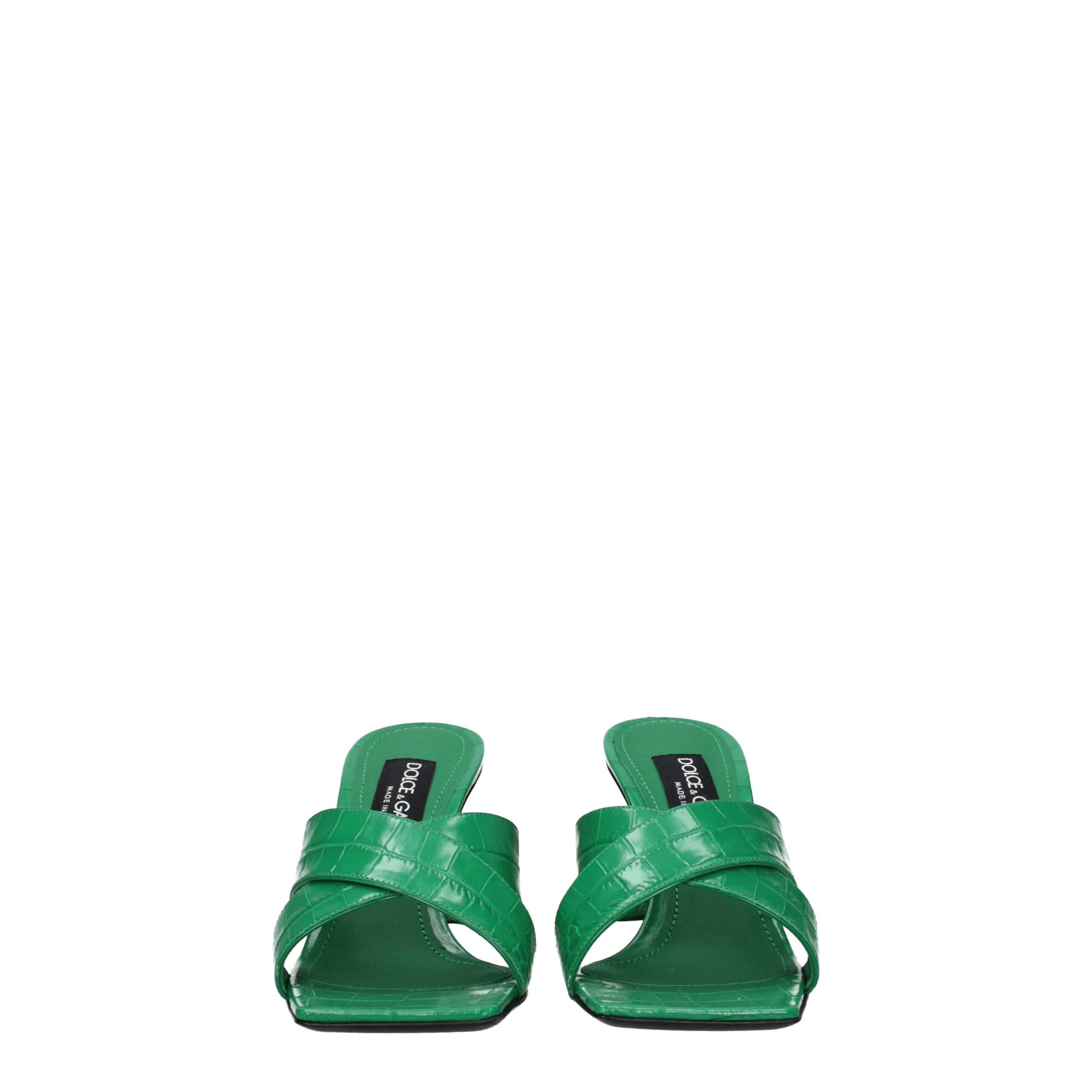Dolce & Gabbana Green Leather Sandal
