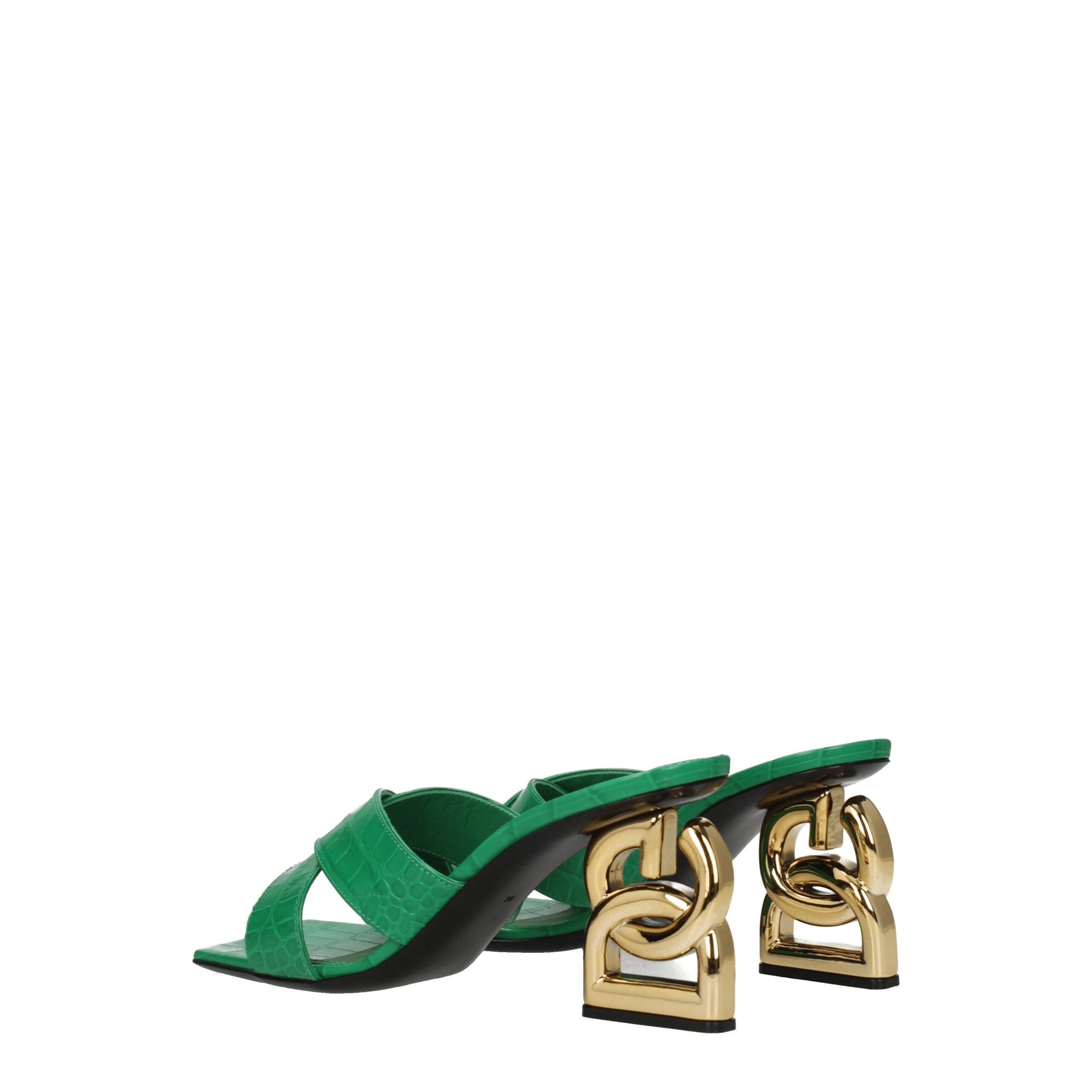 Dolce & Gabbana Green Leather Sandal