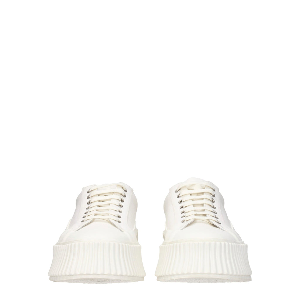 Jil Sander White Fabric Sneakers