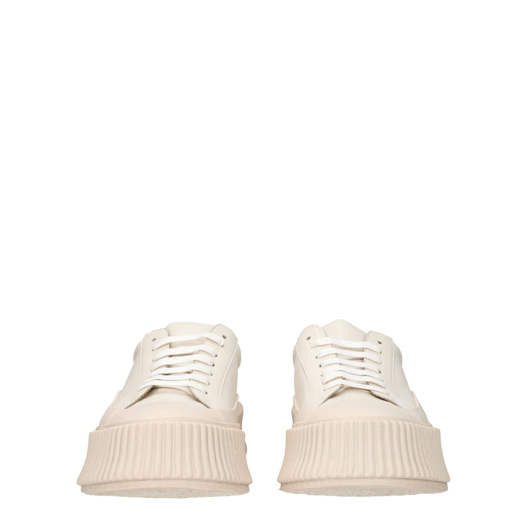 Jil Sander Beige Leather Sneakers
