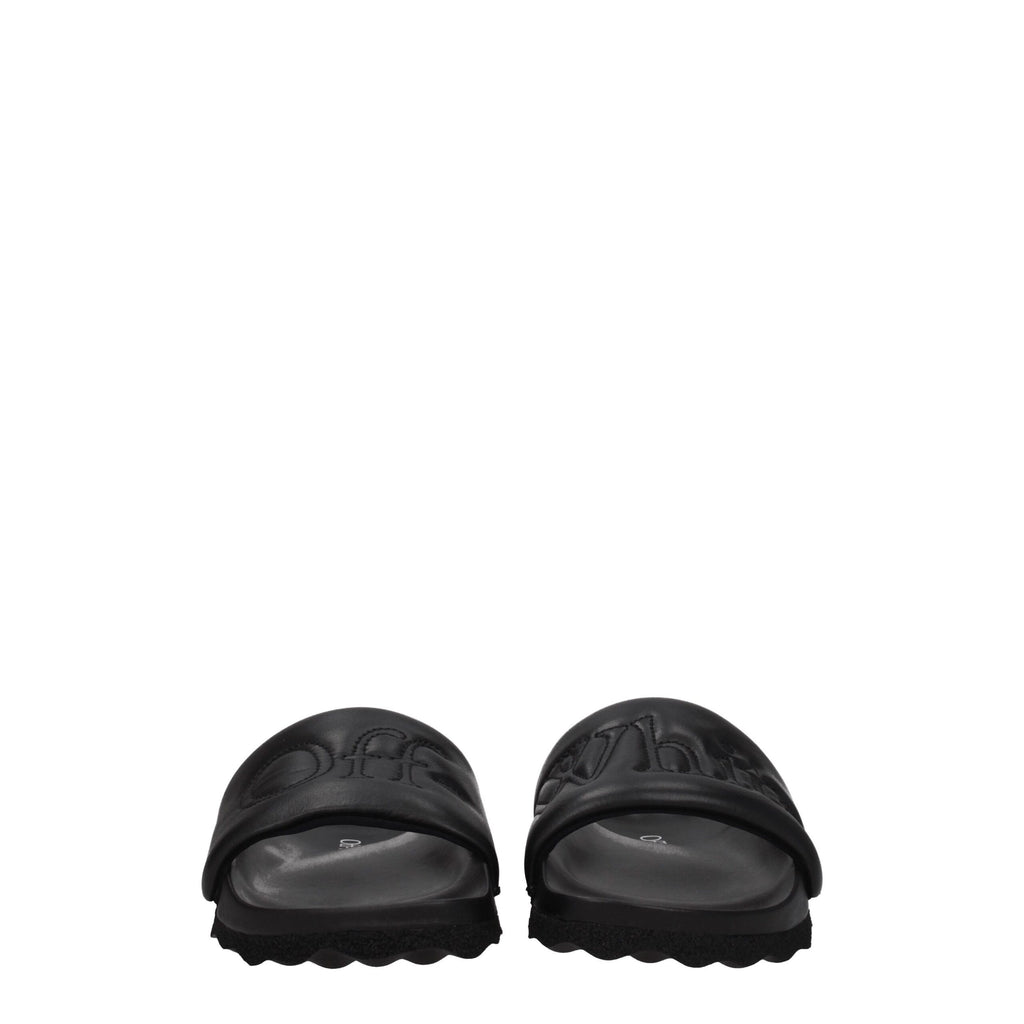 Off-White Black Leather Slipper