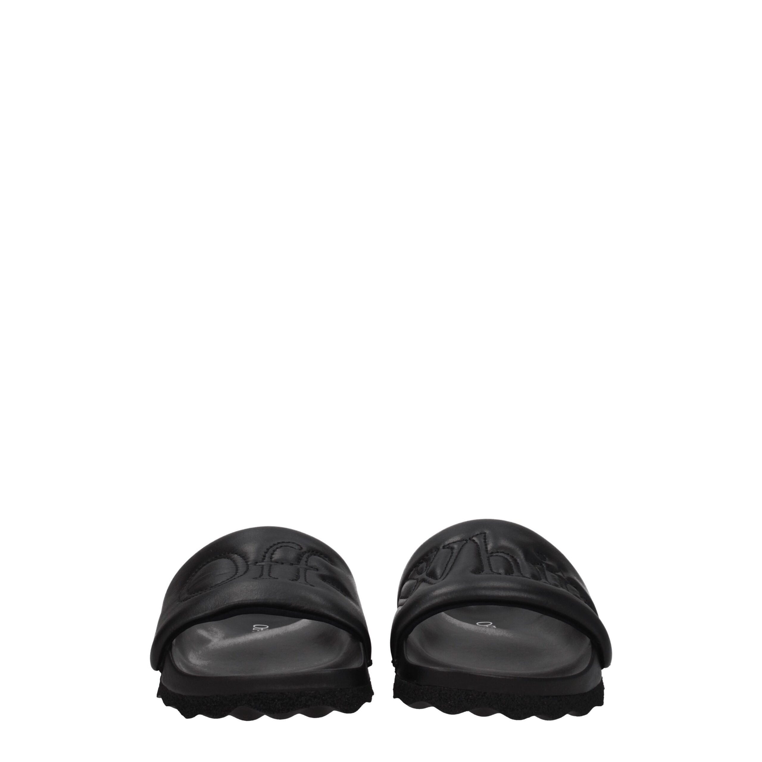 Off-White Black Leather Slipper
