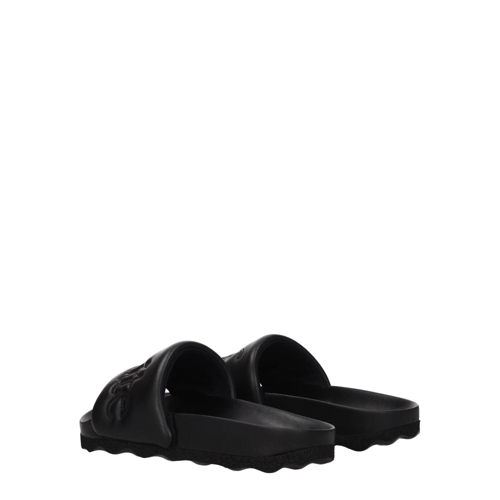 Off-White Black Leather Slipper