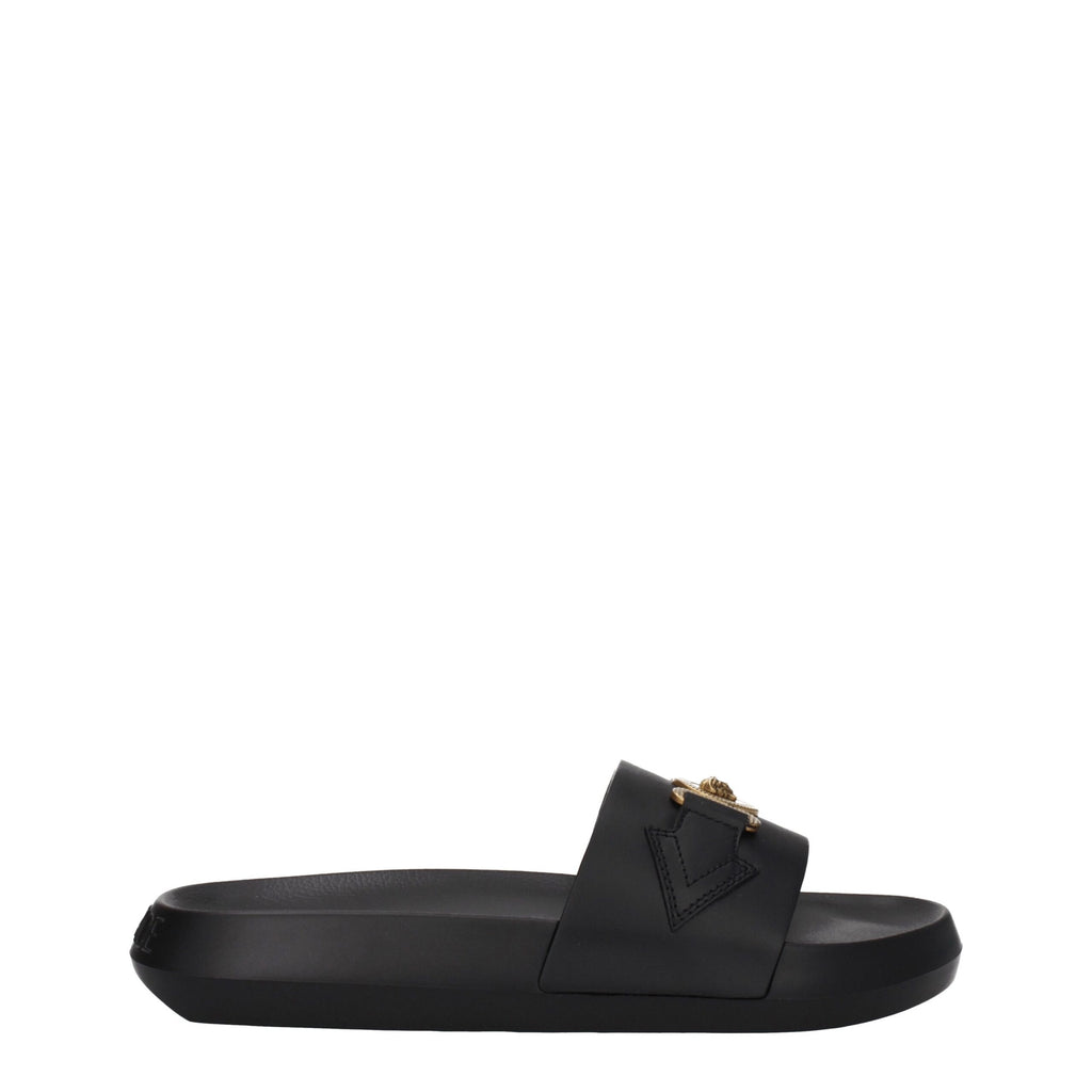 Versace Black Leather Slipper