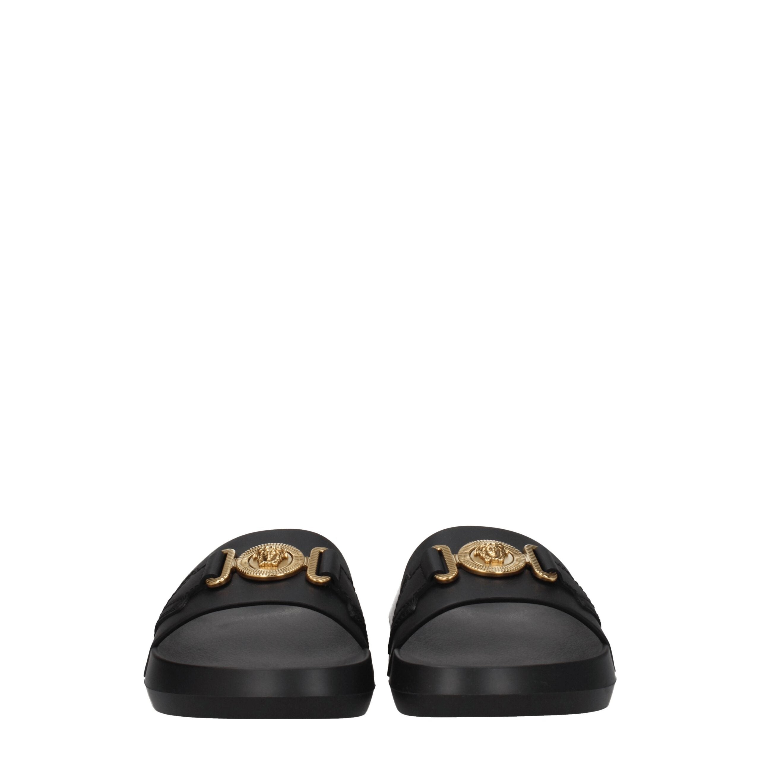 Versace Black Leather Slipper