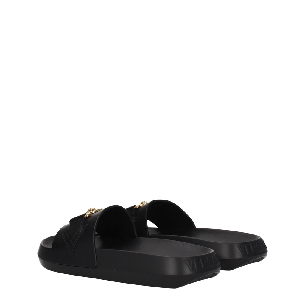 Versace Black Leather Slipper