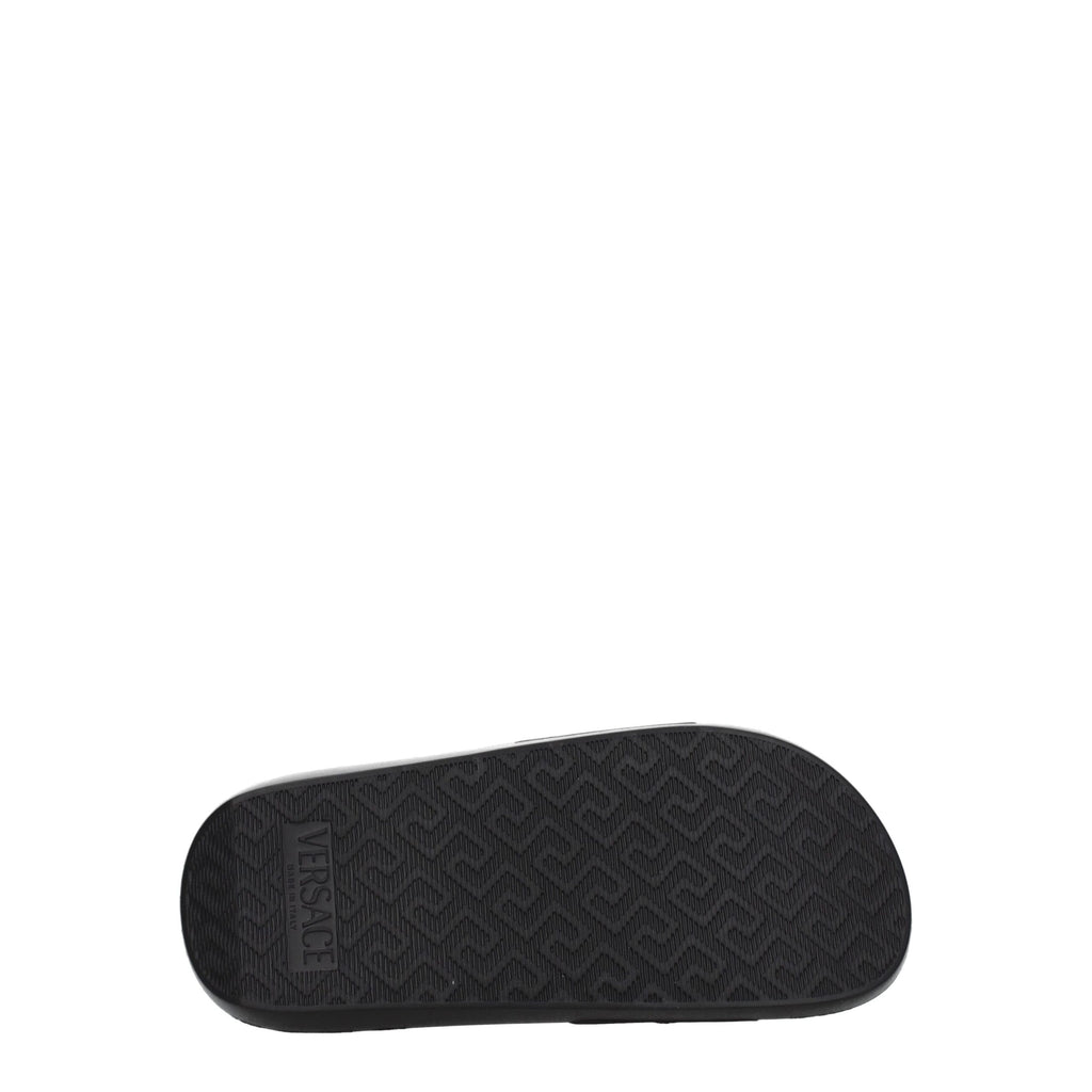 Versace Black Leather Slipper