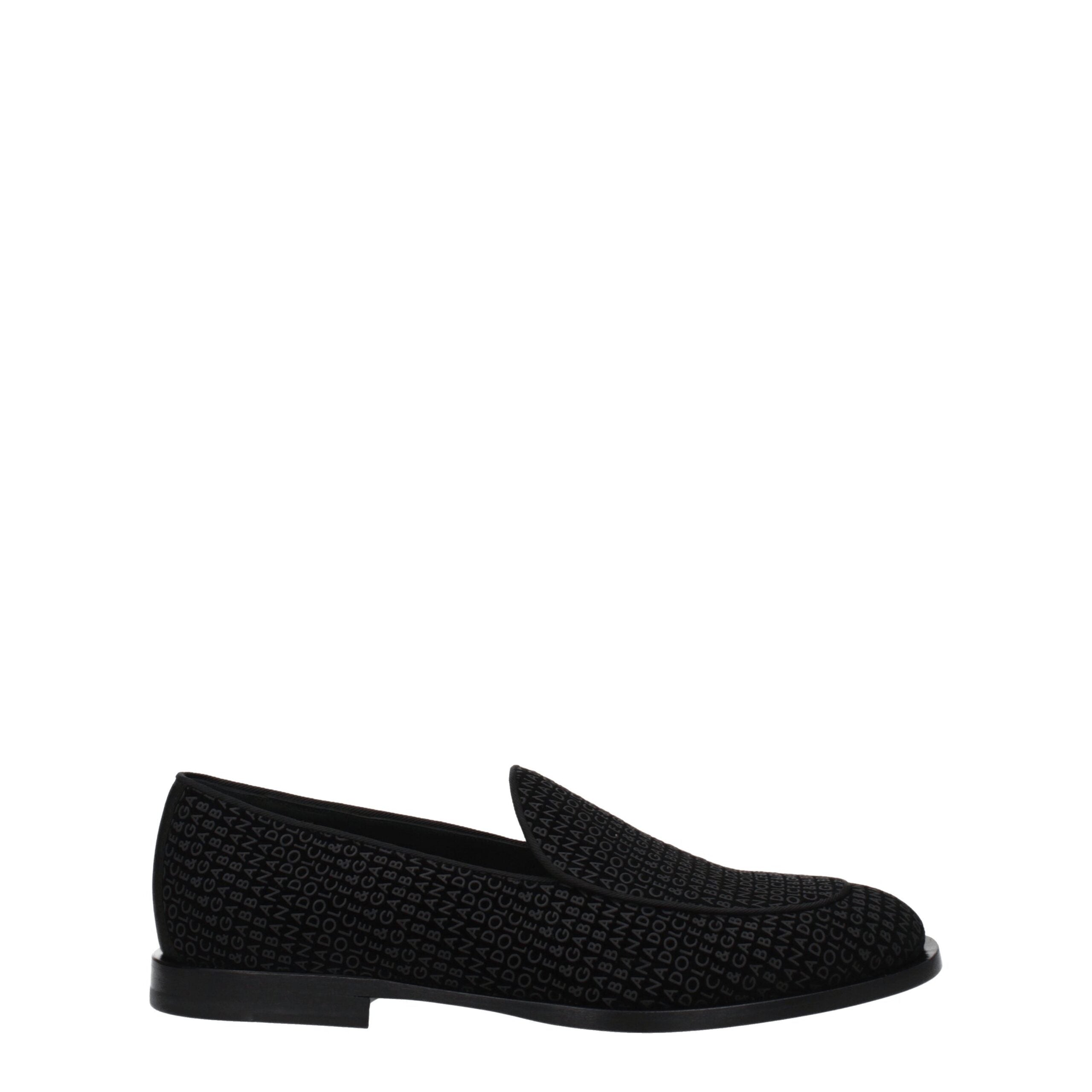 Dolce & Gabbana Black Velvet Slip-On Loafer
