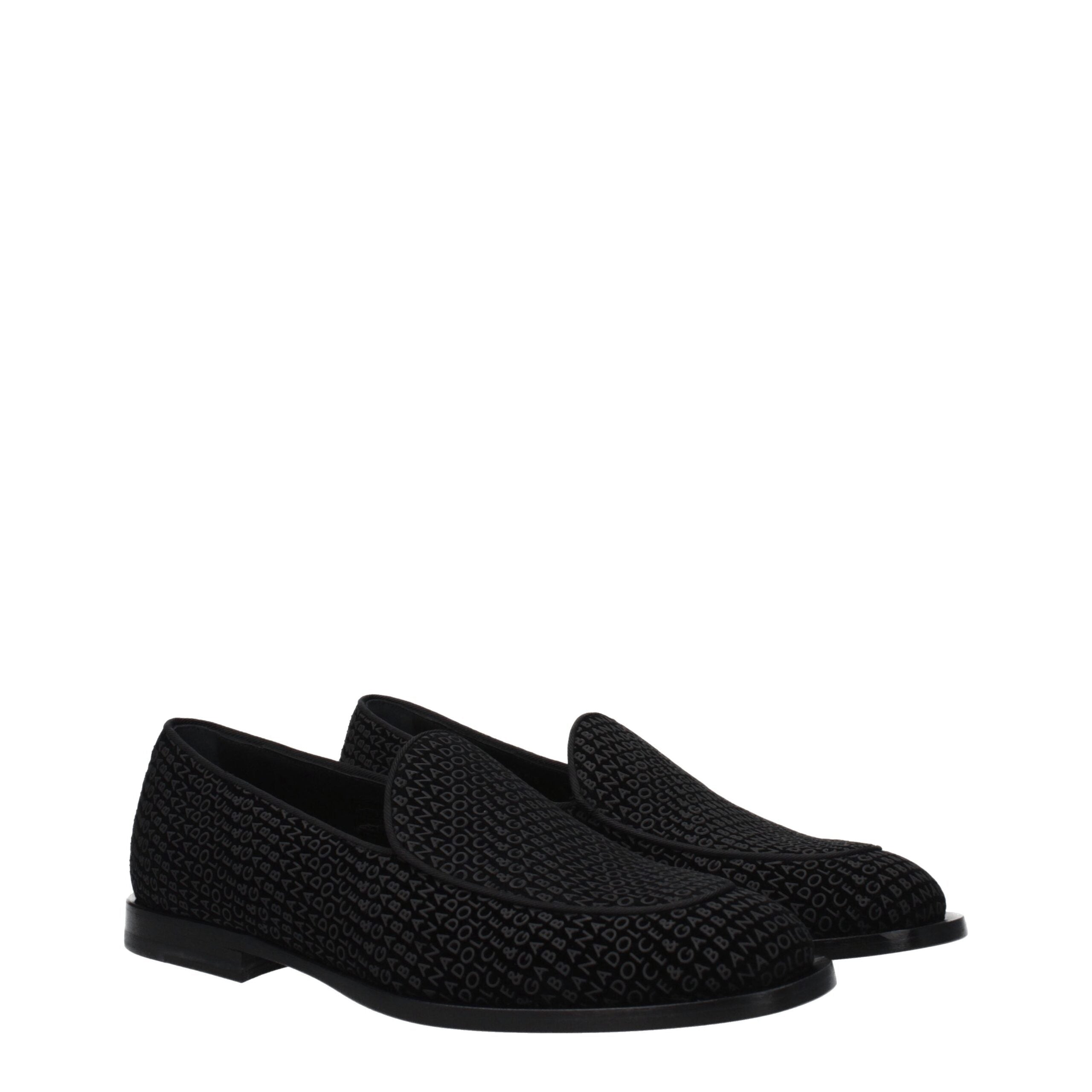 Dolce & Gabbana Black Velvet Slip-On Loafer