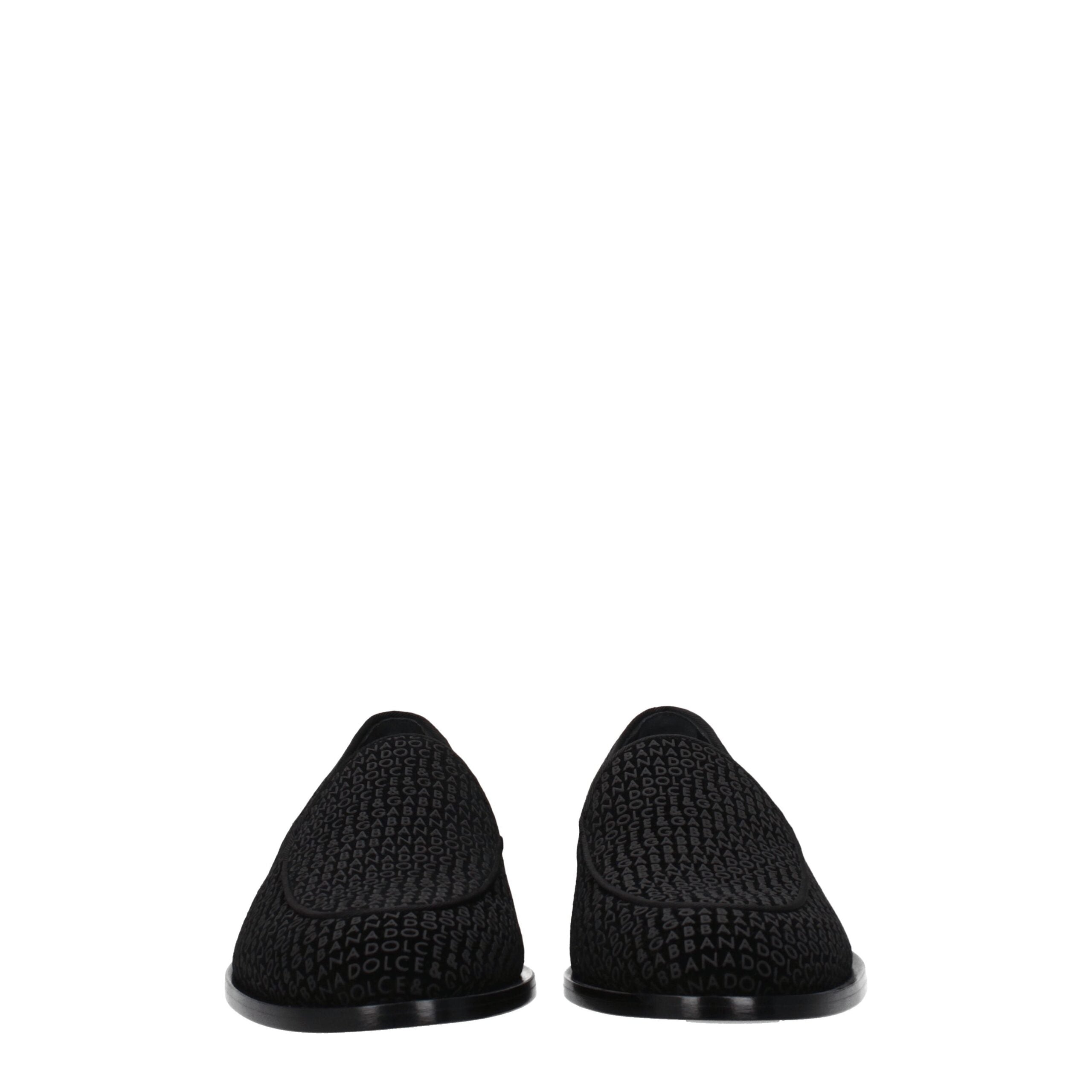 Dolce & Gabbana Black Velvet Slip-On Loafer