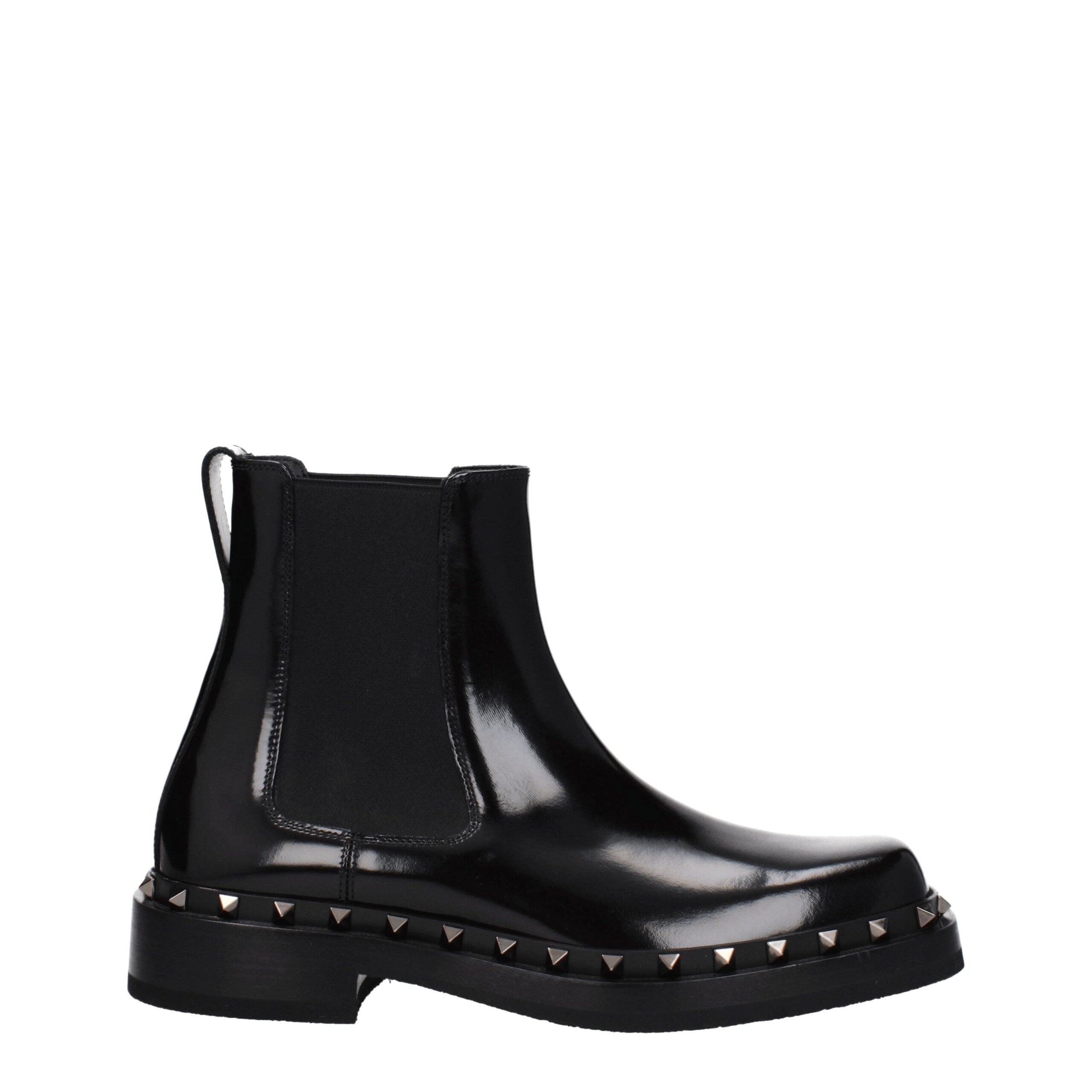 Valentino Garavani Black Leather Ankle