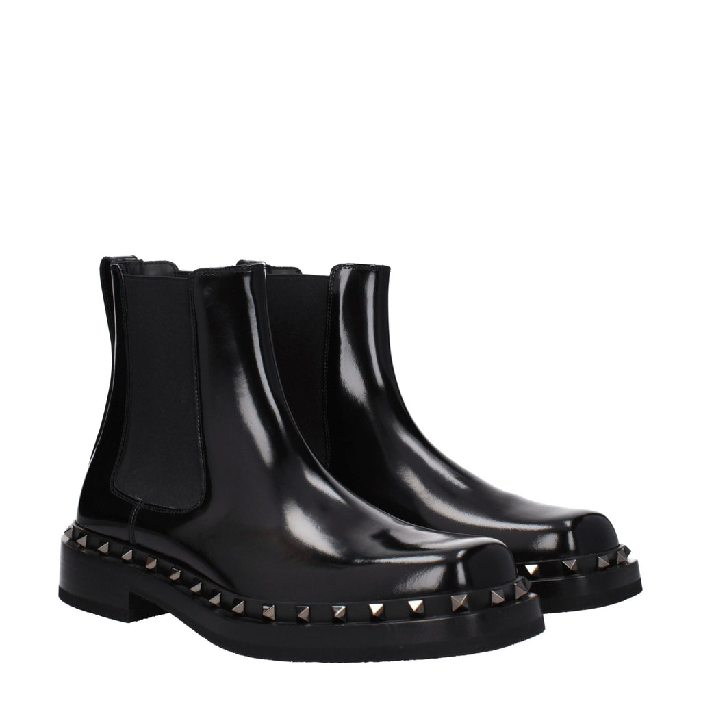 Valentino Garavani Black Leather Ankle