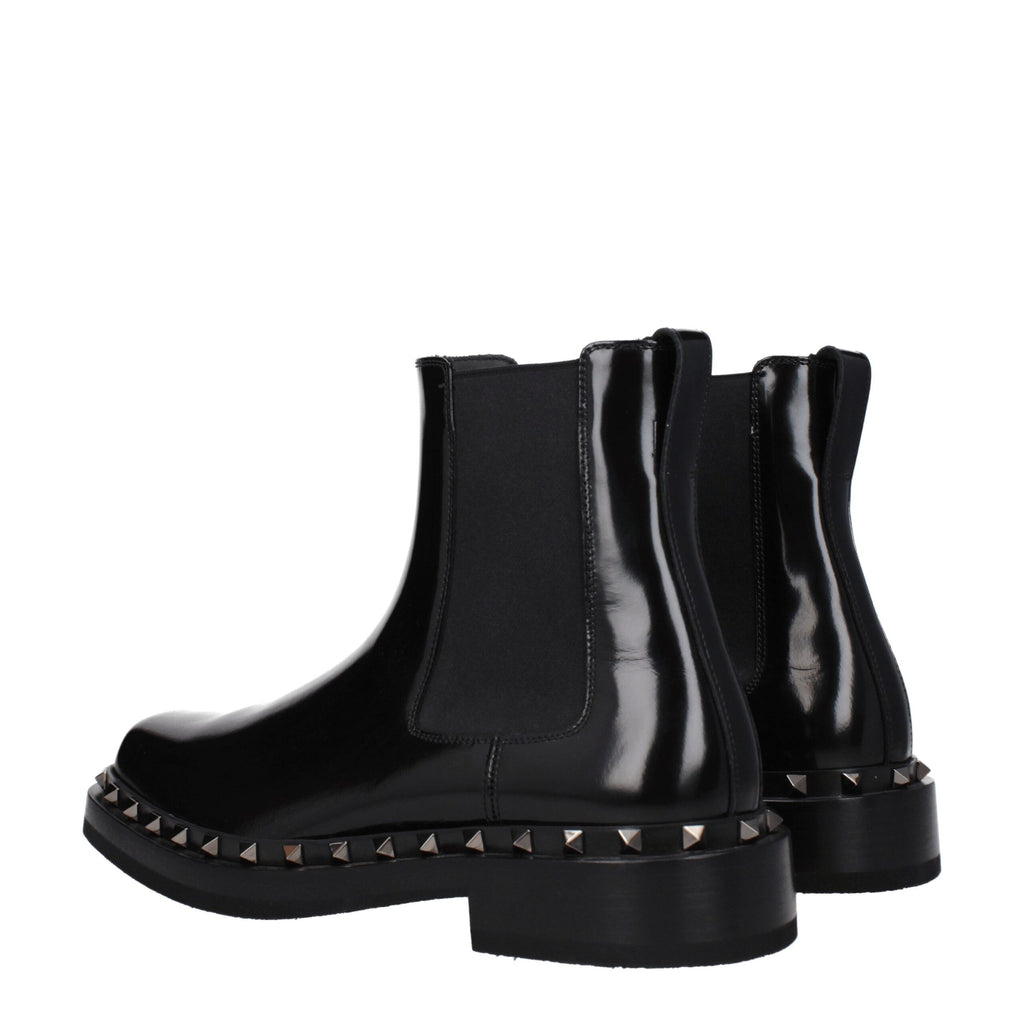 Valentino Garavani Black Leather Ankle