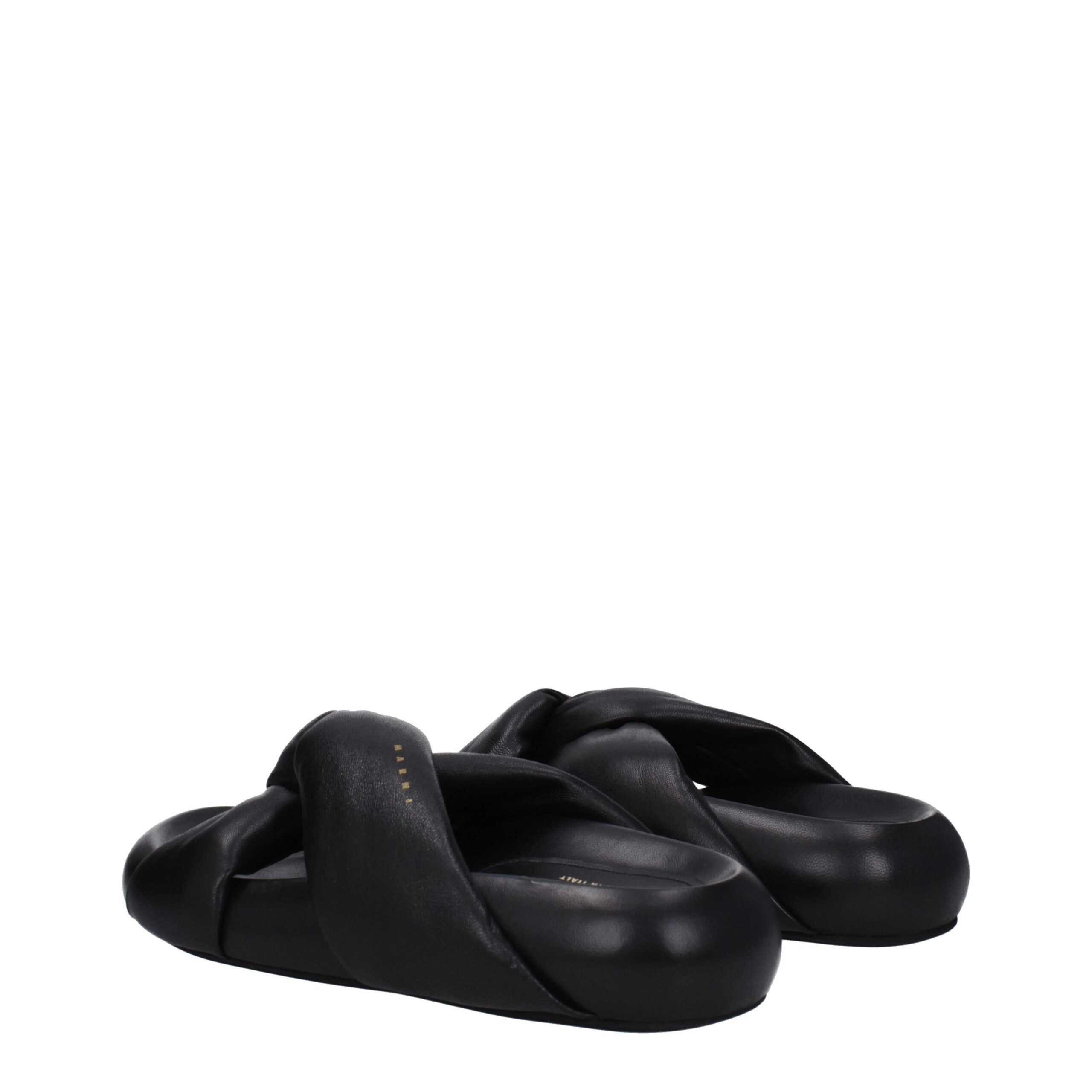Marni Black Leather Slipper