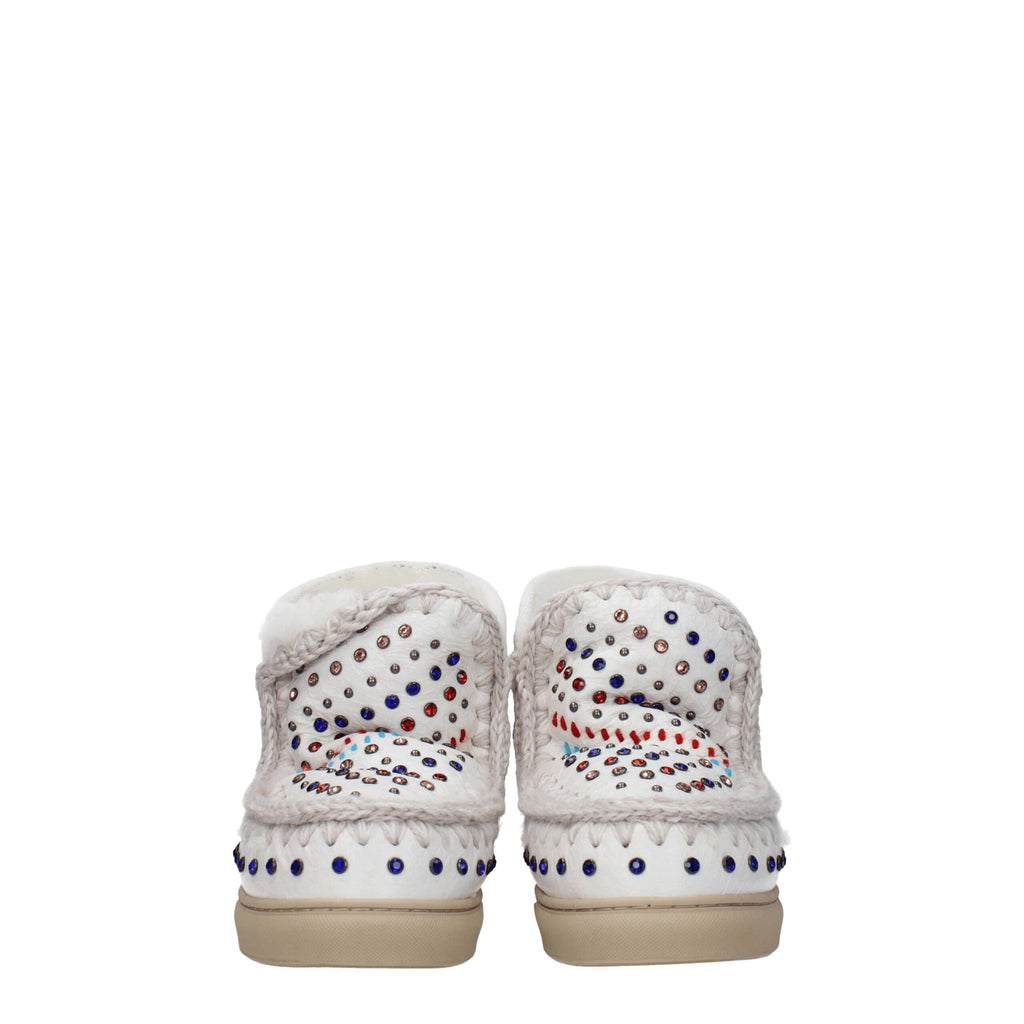Mou White Leather Ankle