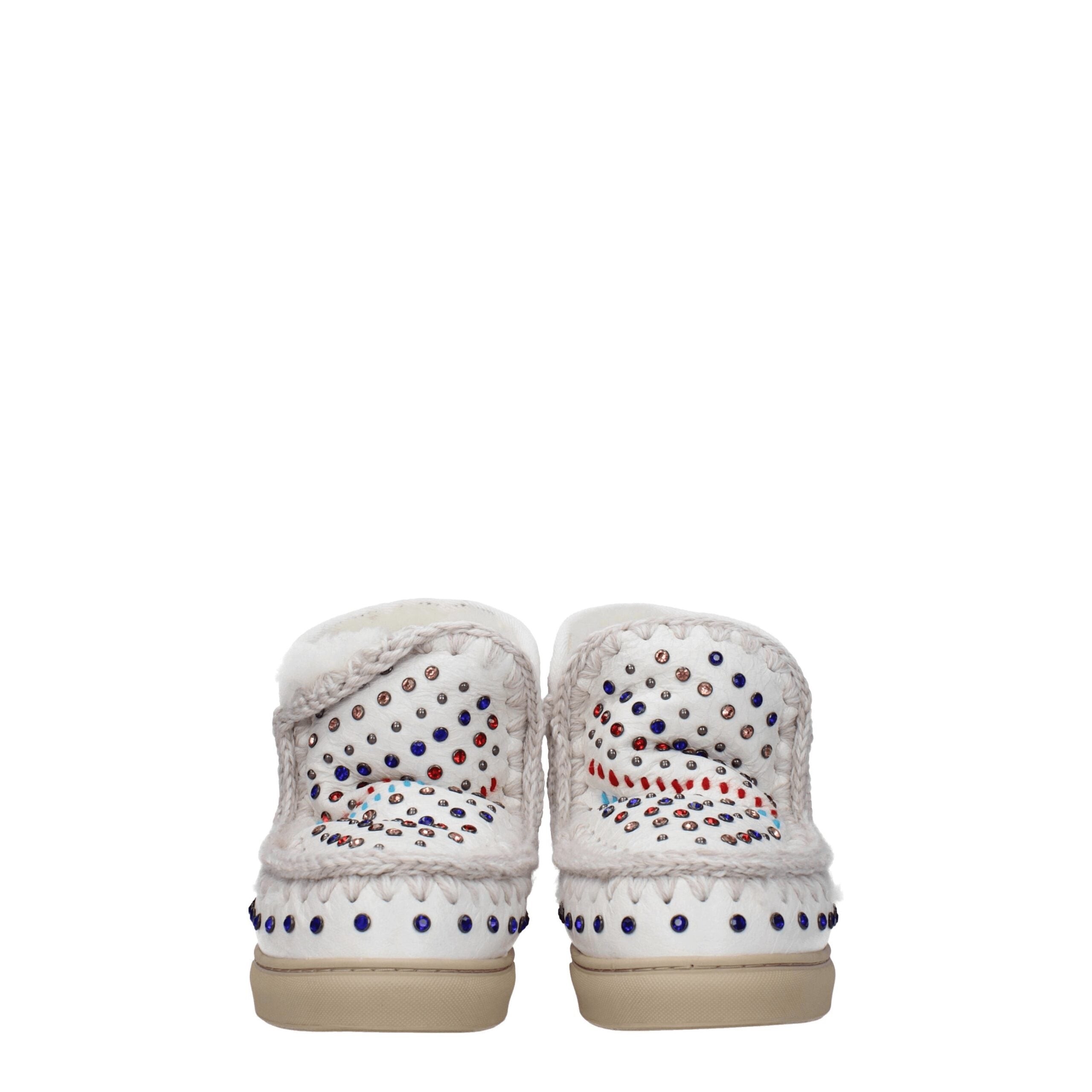 Mou White Leather Ankle