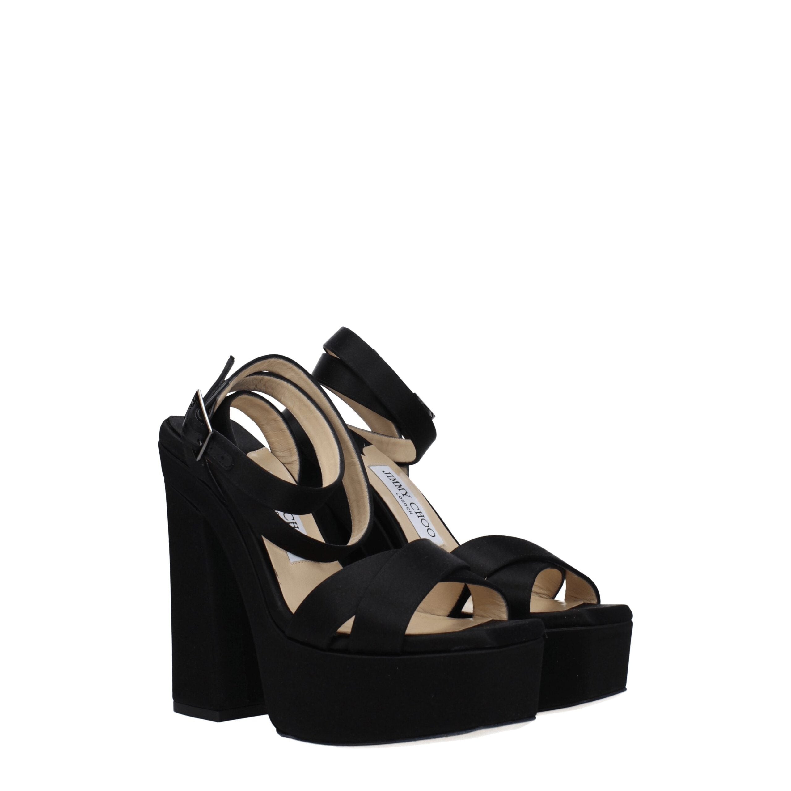 Jimmy Choo Black Satin Sandal