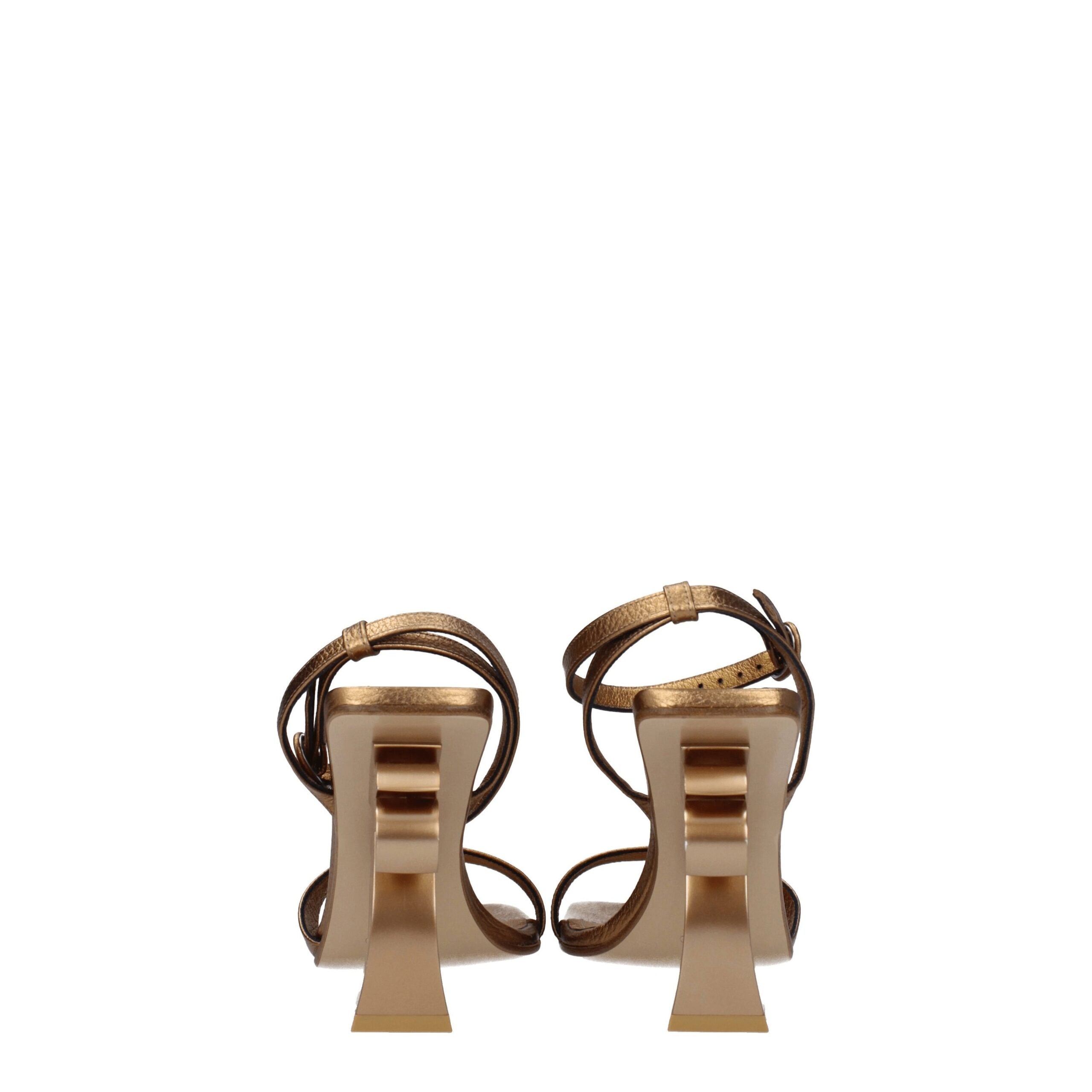 Palm Angels Gold Leather Sandal