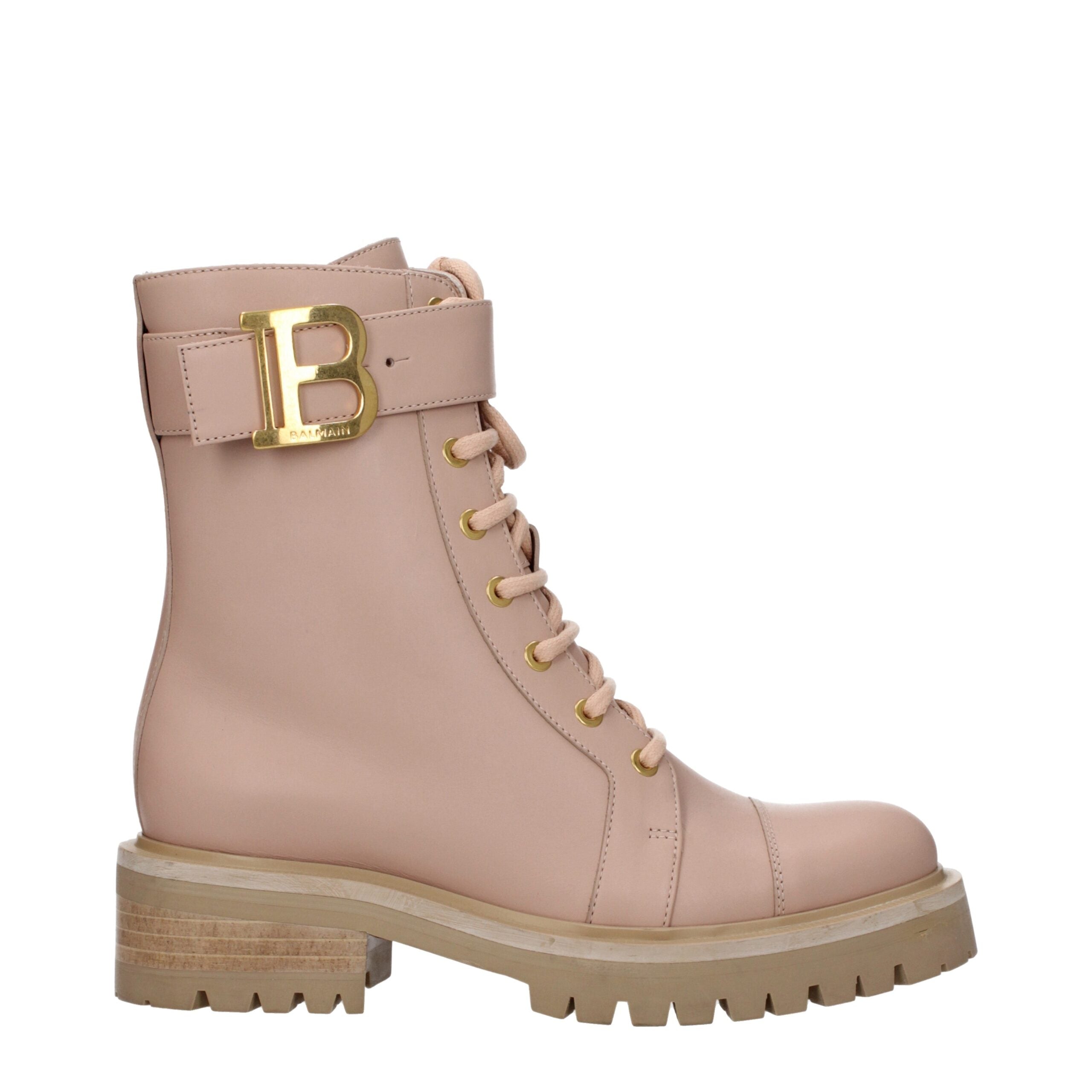 Balmain Beige Leather Ankle