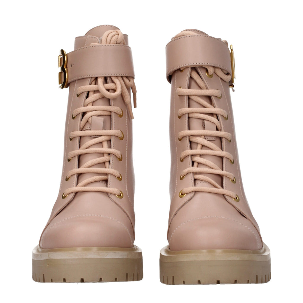 Balmain Beige Leather Ankle